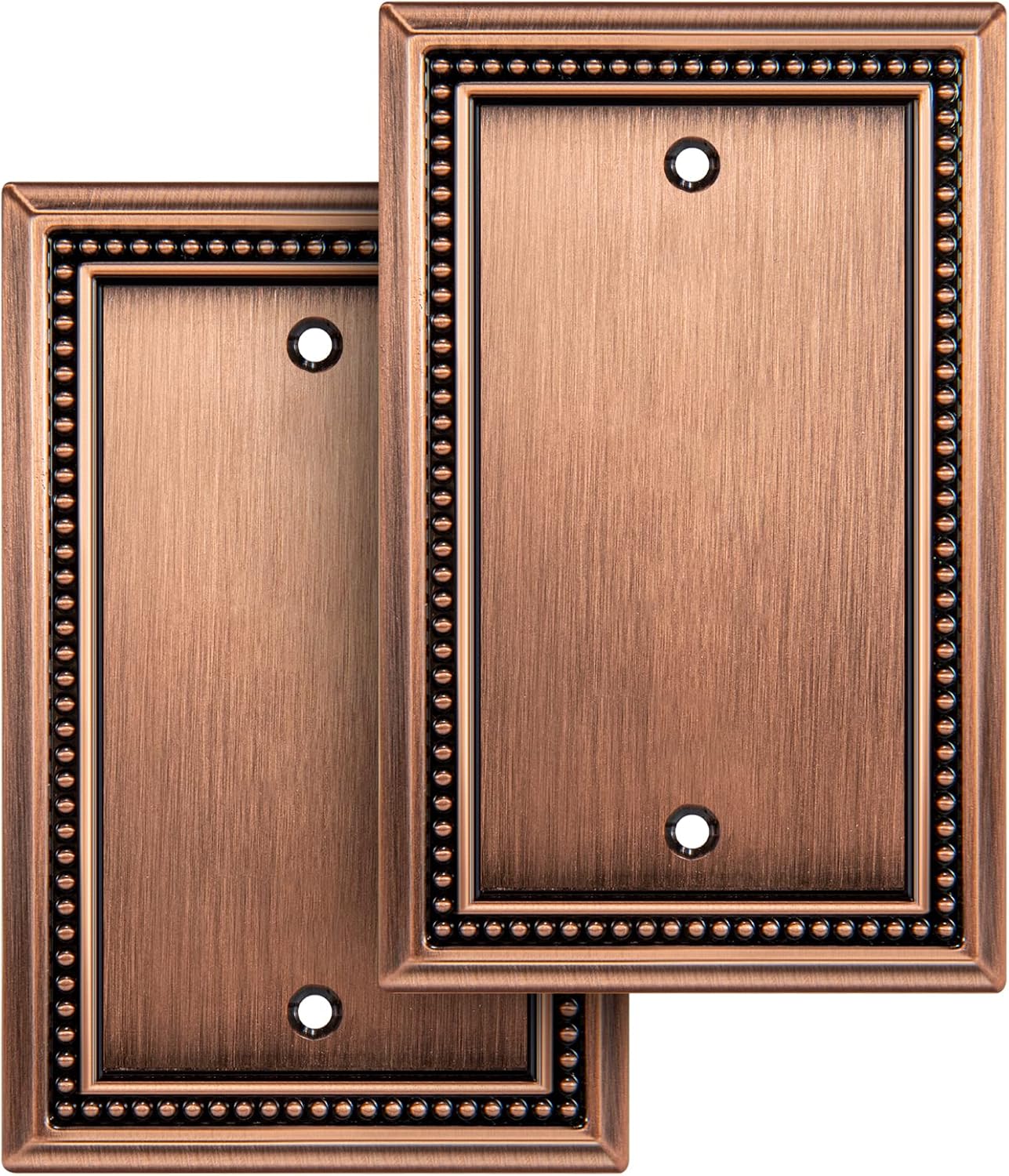 Henne Bery Sunken Pearls Heavy Duty Decorative Wall Plate Switch Plate Outlet Cover (Single Blank, 2 Pack, Antique Copper)