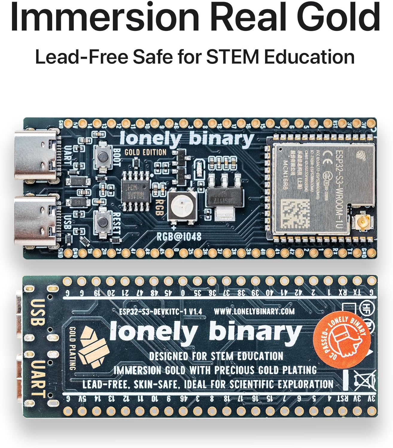 3-Pack ESP32-S3 Development Board Gold Edition - 16MB Flash, 8MB PSRAM IPEX, Dual Type-C - Compatible with Arduino IDE & ESP-IDF (3X N16R8 Dev Board with External Antenna)