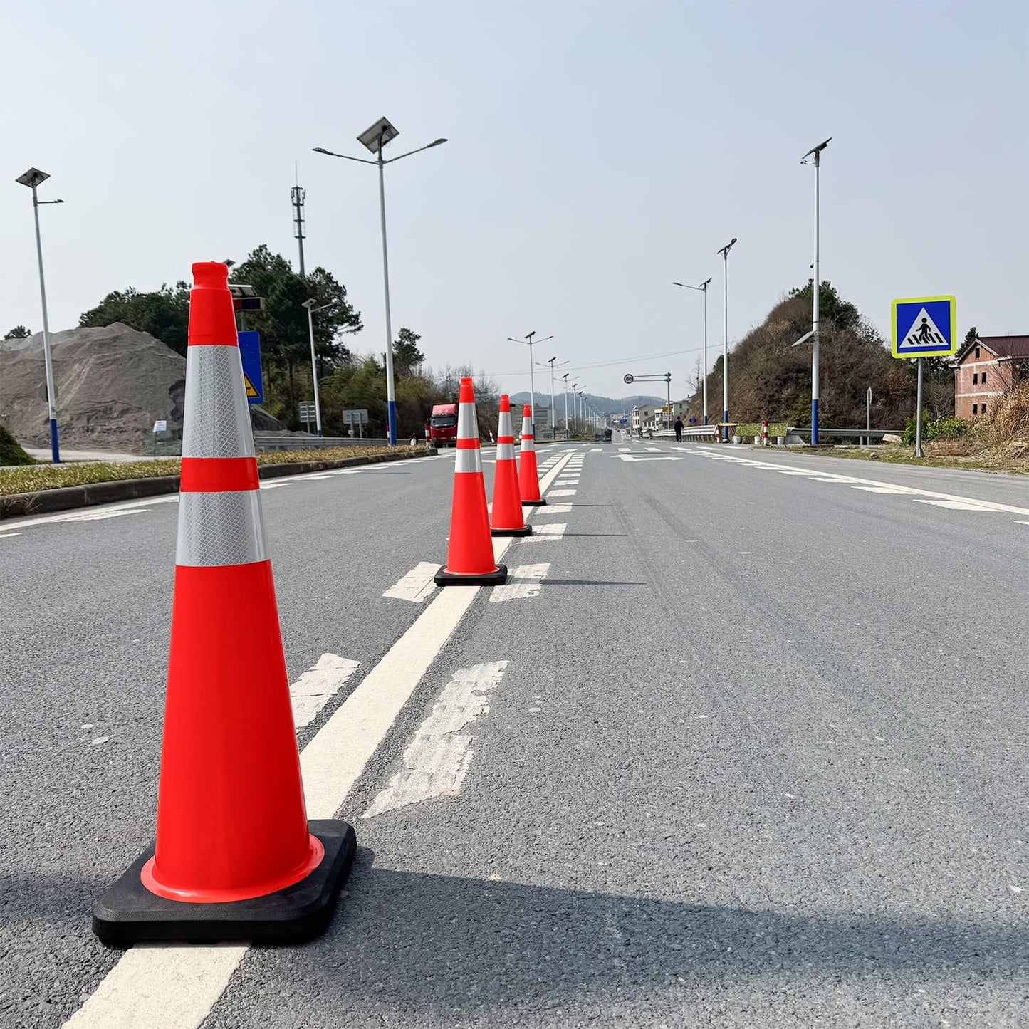 36 Inch Traffic Cones (6 Pack),Heavy-Duty PVC Construction Cone with Reflective Collars & Weighted Black Base for Road Safety,Parking & Driver Training