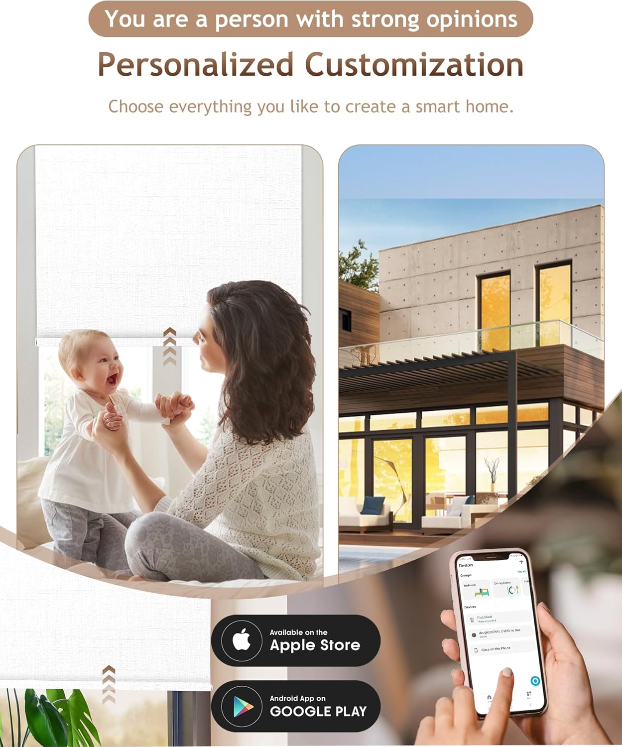 Kincmo Motorized Blinds with Remote,100% Blackout Motorized Roller Shades Work with Apple Homekit,Alexa,Google, Custom Electric Blinds with App,Voice Control (Aurora White)