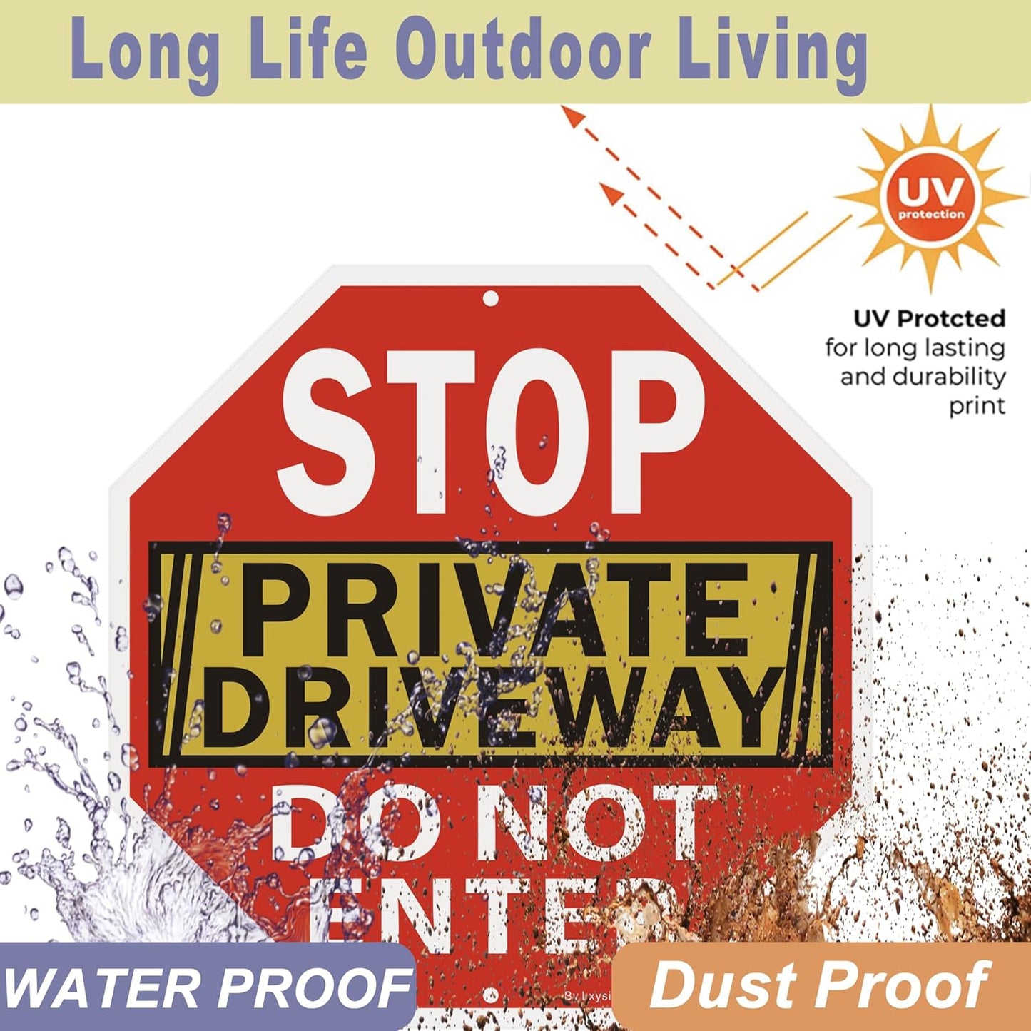 Stop Sign, Do Not Enter Private Driveway Sign, 12" x 12" Reflective Aluminum sign, Fade Resistant Durable UV and Octagon Shaped, Easy Mounting