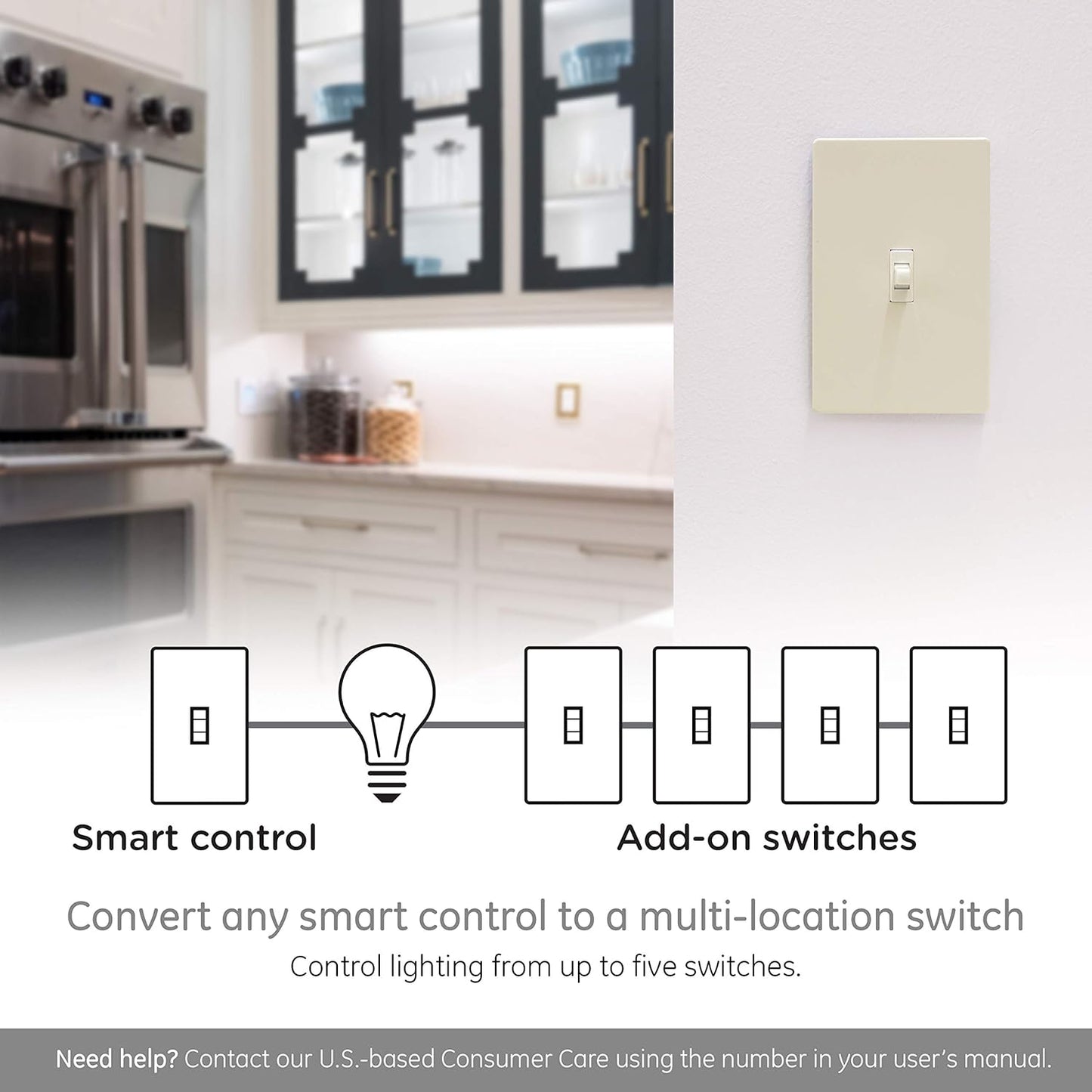 Enbrighten Almond Add-On Switch, QuickFit & SimpleWire, Z-Wave/Zigbee, Not A Stand Alone Switch, 2 Pack, 85096