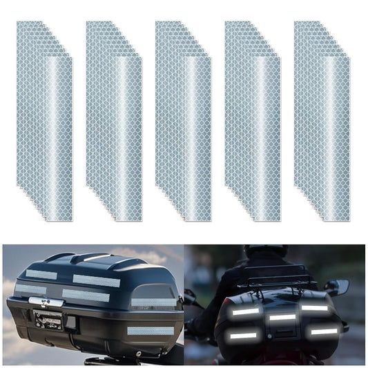 Non Fading White Reflective Stickers 1 inch X 6 inch, Outdoor Waterproof High Visibility Warning Safety Adhesive Reflector Tape (50 Pcs)