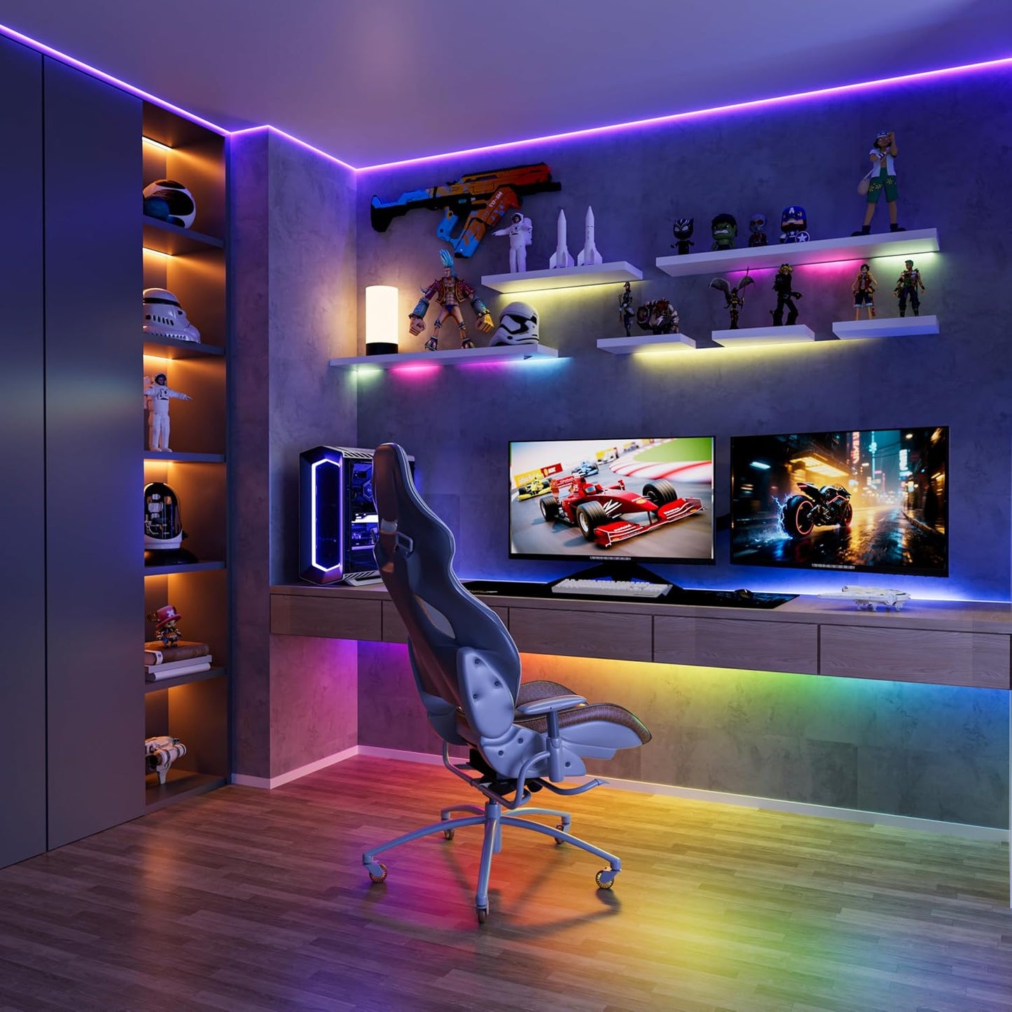 MIWISE RGB Smart IC COB LED Strip Light,20ft Color Chasing Flexible DC24V LED Tape Light,WS2811 Addressable RGB Ribbon,for Party/Home/Office DIY Lighting Projects(Power Supply&Controller NOT Included)