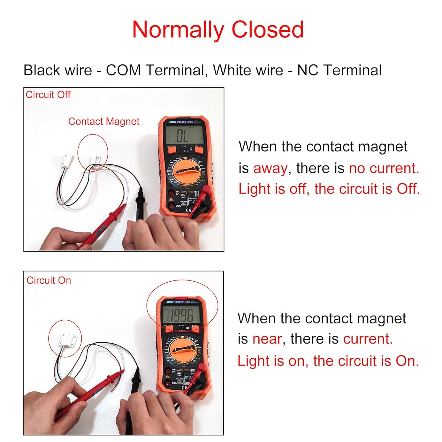 Magnetic Reed Switch NC NO COM Surface Mount Wired Door Window Contact Sensor with Adhesive Paper for Home Security and Burglar Alarm Systems MC-38 5pcs