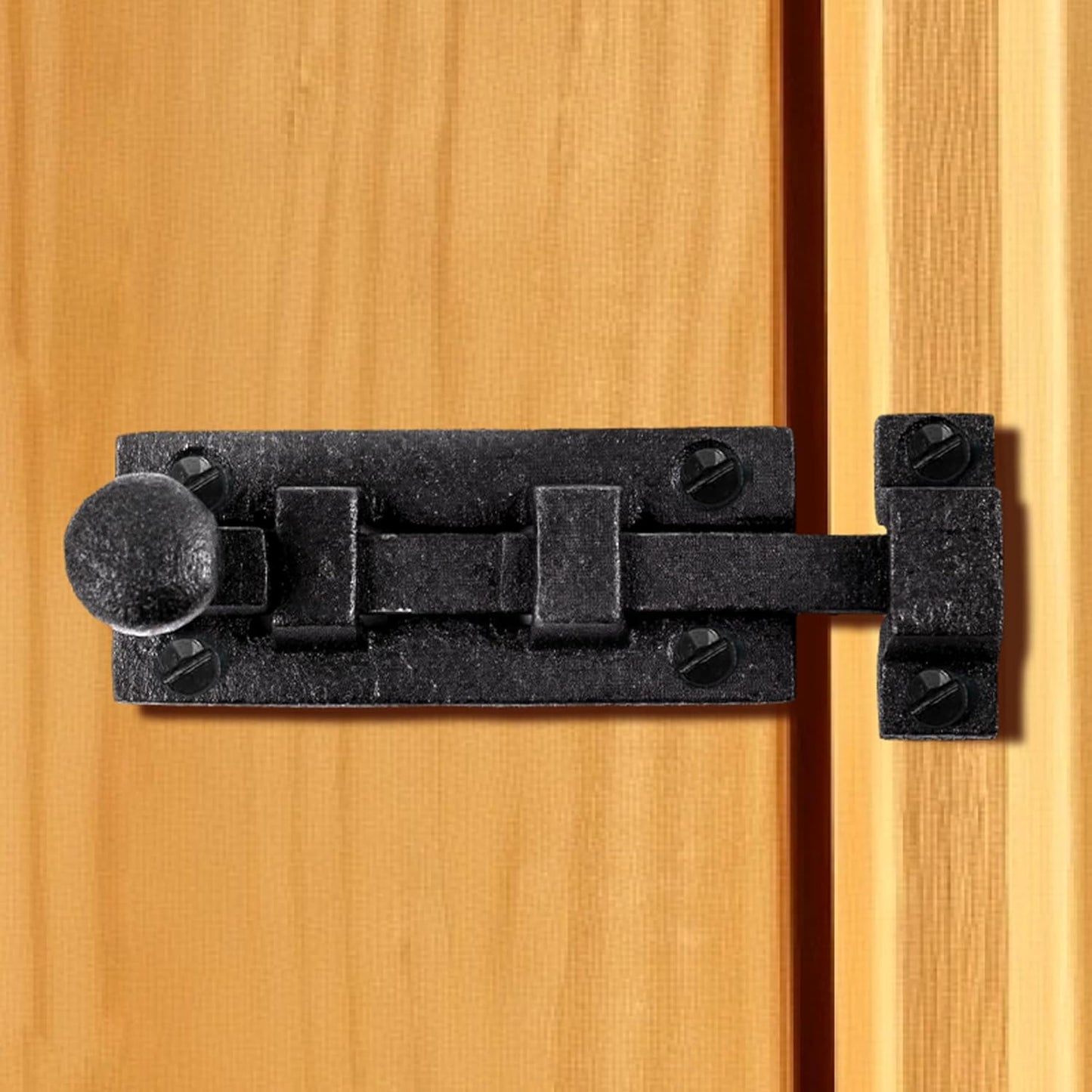 Renovators Supply Manufacturing Slide Bolt Latch 3 in. Black Wrought Iron Ball Tip Style Slide Bolt with Mounting Hardware Pack of 2