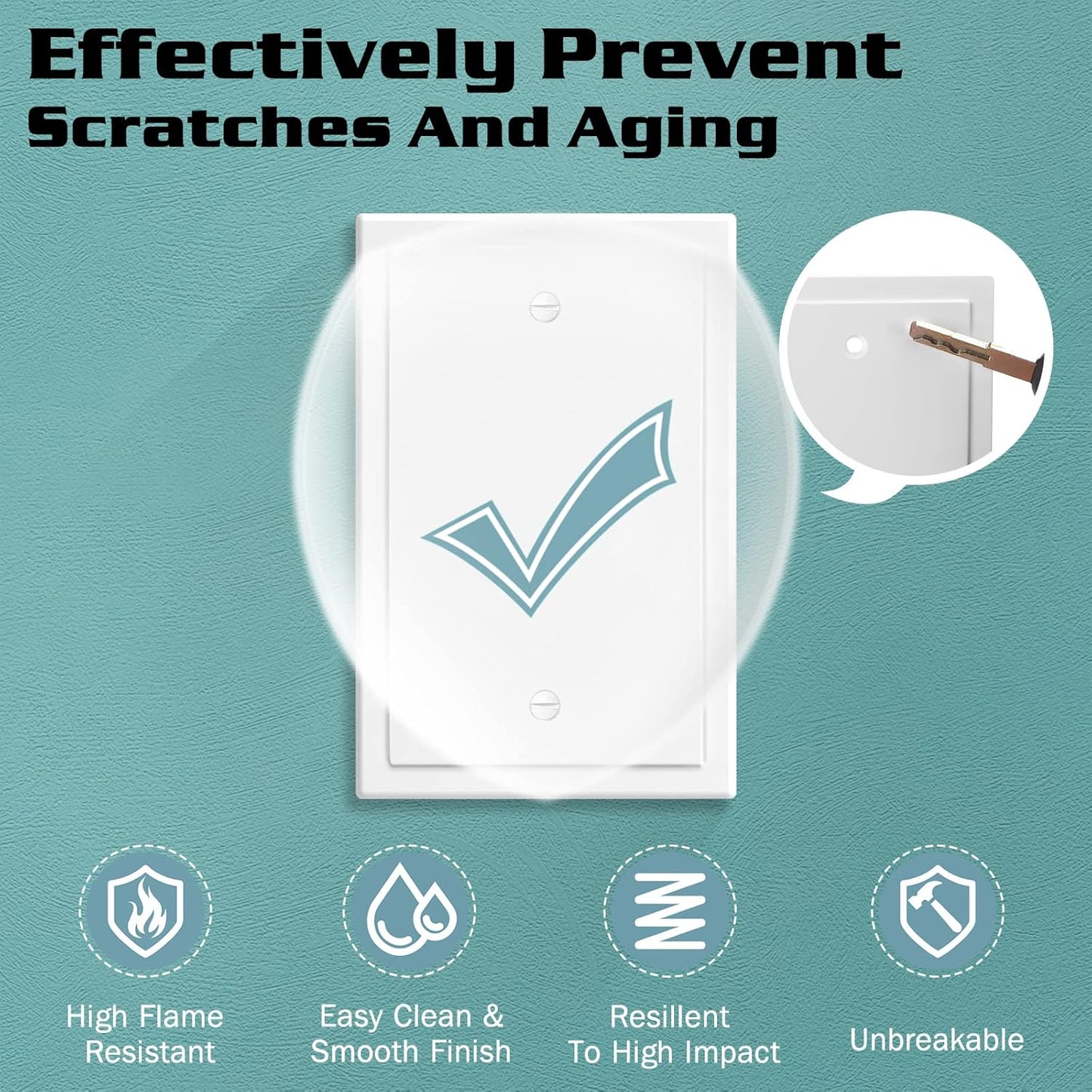 1-Gang Modern Edge Decorative Wall Plate Cover Switch Outlet Single Blank Electrical Faceplate for Light Switches, Smart Switch, GFCI, Dimmers, Receptacle, USB Outlet (10 Pack, Single Blank)