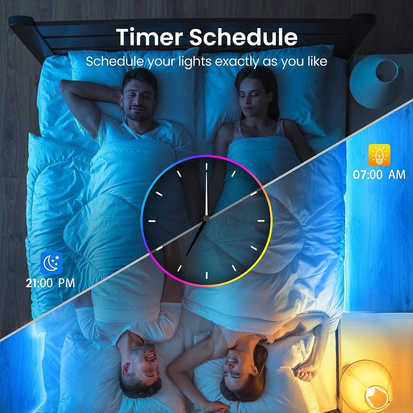 TJOY 60ft Bluetooth LED Strip Lights, Music Sync LED Lights Strip,RGB Color Changing Lighting with Remote,Smart Phone APP Control,Lighting for Bedroom,Ceiling,Room DIY(APP+Remote +Mic/60ftx1)
