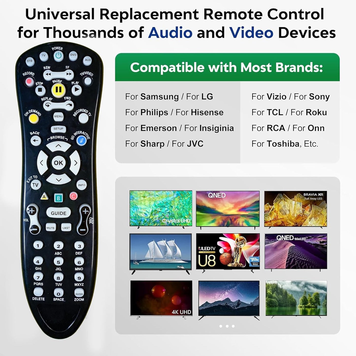 Universal S10 Remote Control for TV and U-Verse Receiver, Easy Setup S10 Remote Replacement, Universal TV Remote Compatible with S10-S1B System
