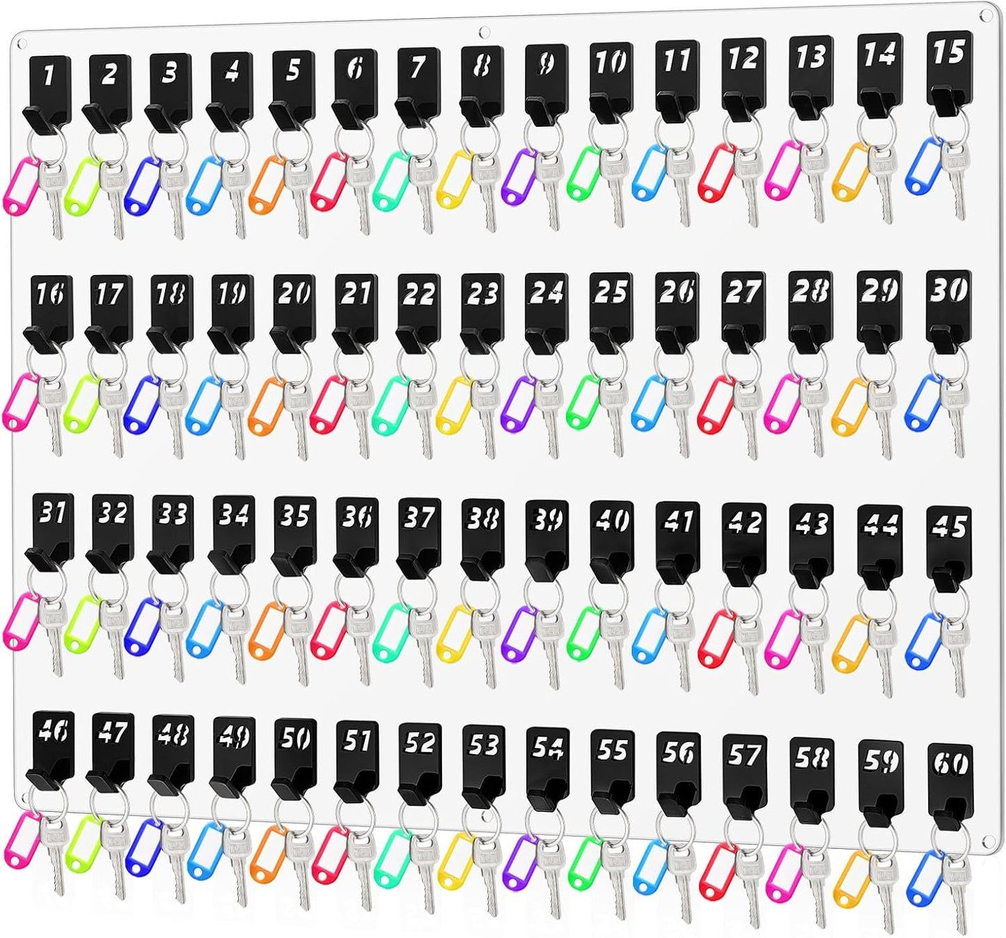 Acrylic Key Board with 60 No. Hooks Wall Mount Key Rack Holder Hanger Storage Collection for School, Garage, Car Dealer, Office, Hotel, Real Estate(Transparent)