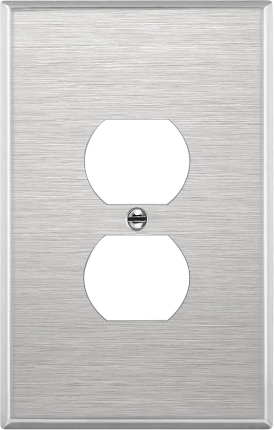 ENERLITES Duplex Receptacle Jumbo Metal Wall Plate, Stainless Steel Outlet Cover, Corrosion Resistant, Over Size 1-Gang 5.5" x 3.5", UL Listed, 7721O, 430, Silver