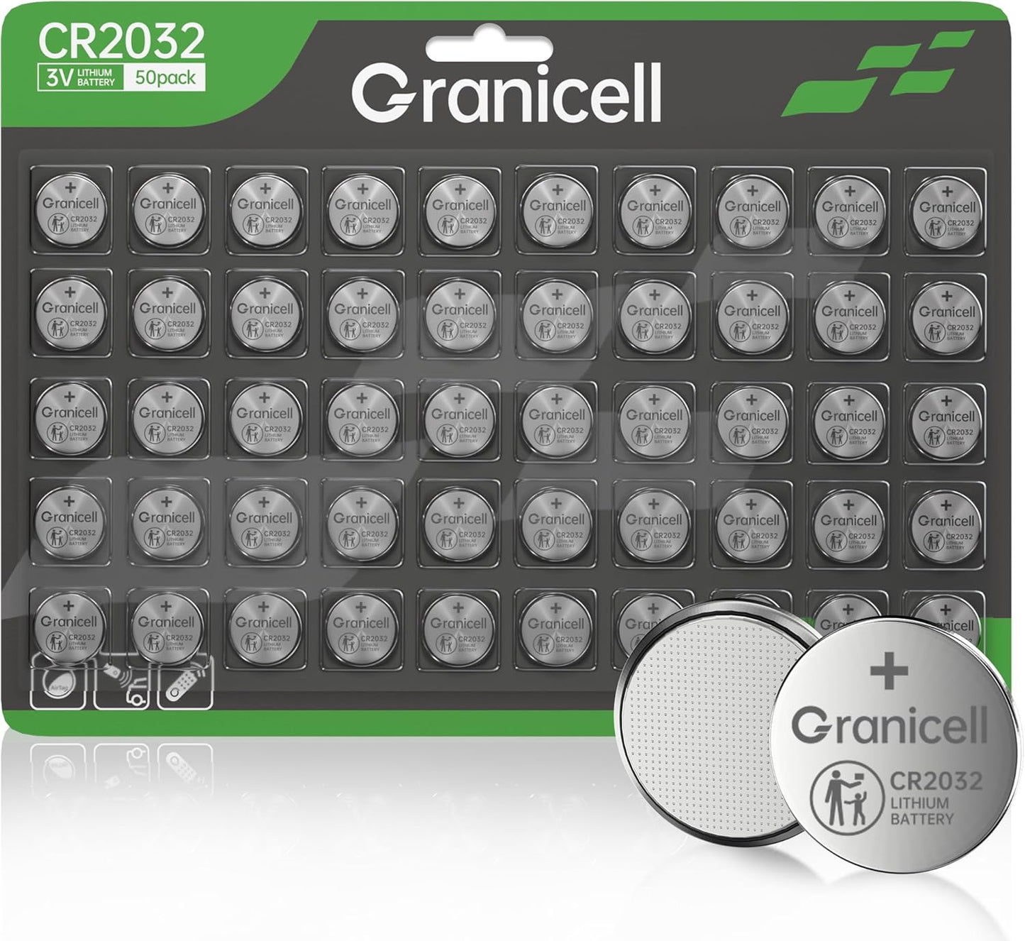 CR2032 Battery Compatible with AirTag 2032 Lithium 3V Coin Battery for Child Safety, Suitable for Key Fobs, Smart Sensors, Scales, Candles and More 50 Count