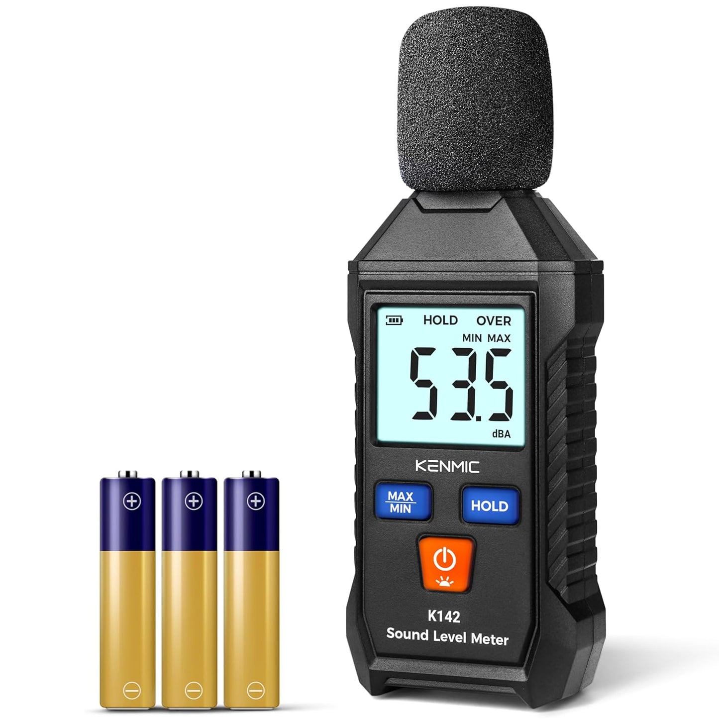 Decibel Meter, Portable Sound Level Meter with Backlit LCD (35-130dB(A) Range), Digital SPL Meter with MAX/MIN Data Hold, Noise Tester for Neighbors, Office, Workshop, and Classroom