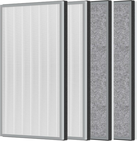 4 Packs HE601 HE602 H13 True HEPA Replacement Filter Compatible with Shark air purifi-er 6 (HE601 & HE602), Part # HE6FKPET