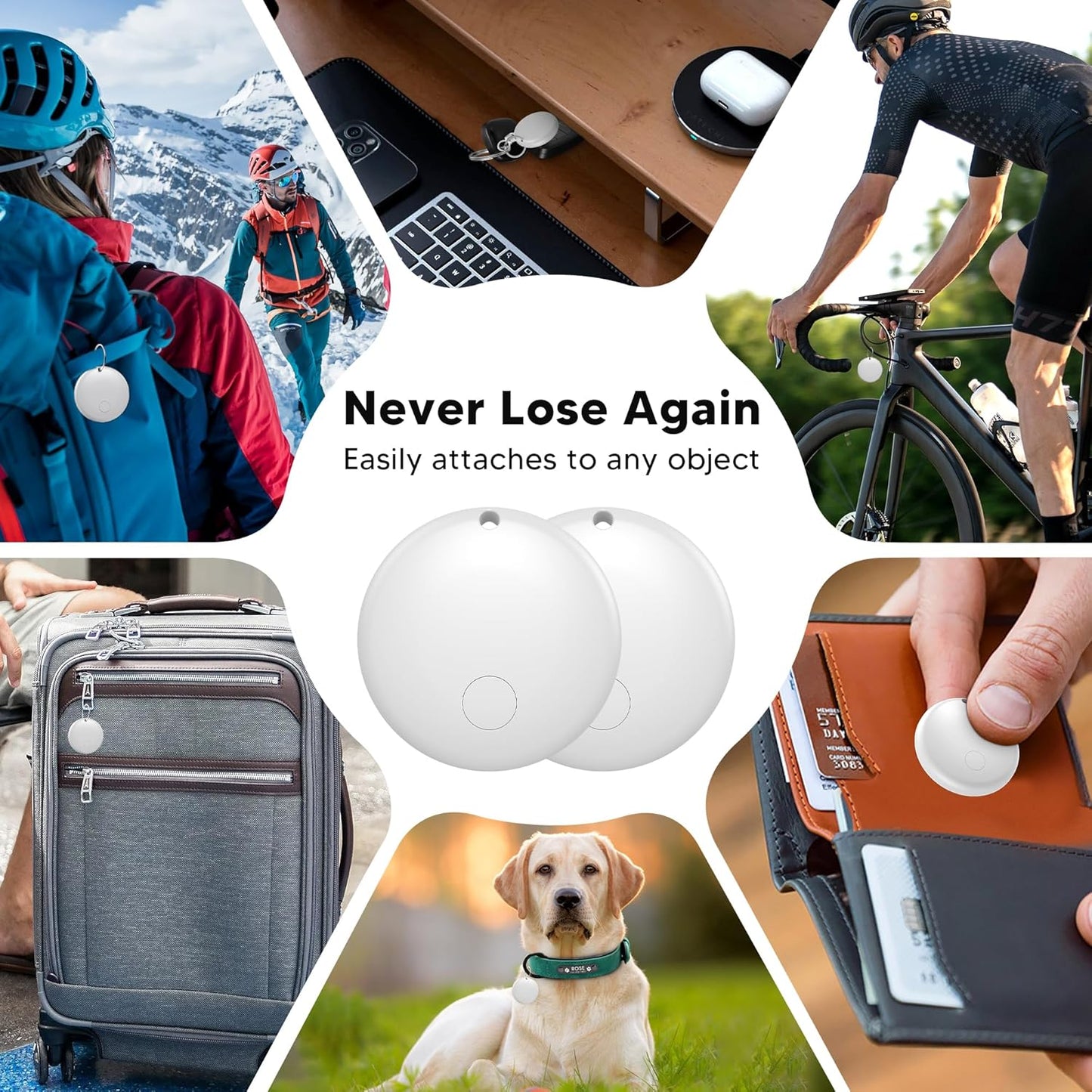Air Tracker Tag for Android Smart Tag（Not for iOS） Tags-4 Pack Android Work with Google Find Hub App Key Finder Bluetooth Tracker Item Locator for Keys, Luggage, Backpack, etc. (White, 2 Pack)