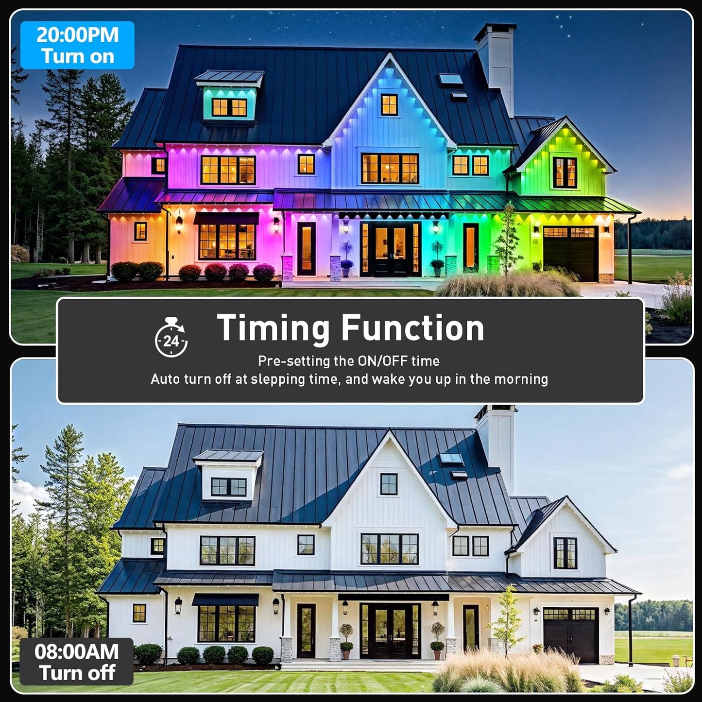 LETIANPAI 200FT Permanent Outdoor Lights,RGB Eaves Lights with App Control Remote,DIY Scene Modes IP67 Waterproof Outdoors Under Eave Lighting,Outdoor Light for Garden Decor
