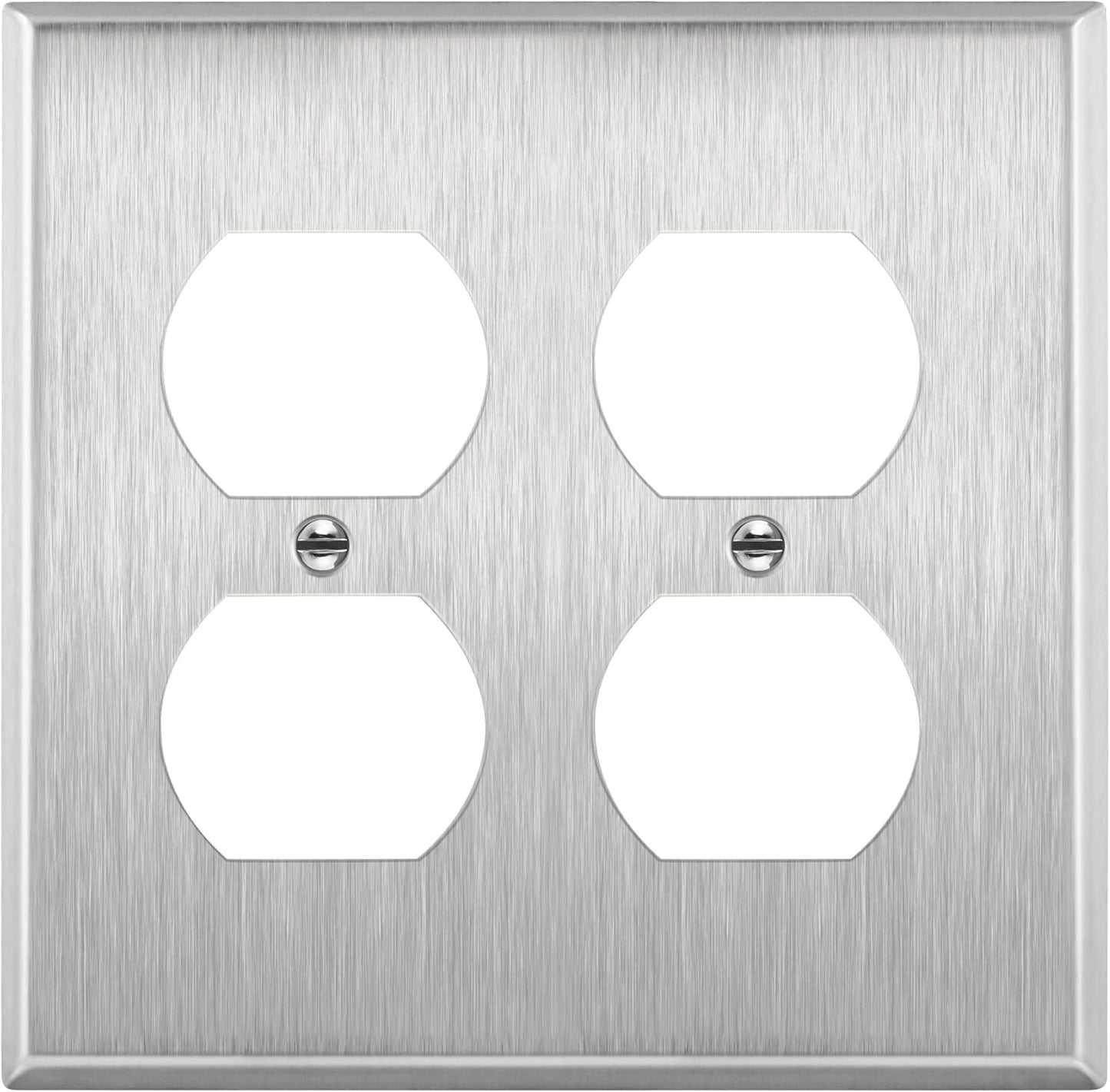 ENERLITES Double Duplex Receptacle Metal Wall Plate, Stainless Steel Socket Outlet Switch Cover, Corrosive Resistant, 2-Gang 4.50" x 4.57", 7722, 430, UL Listed, Silver, Standard Size