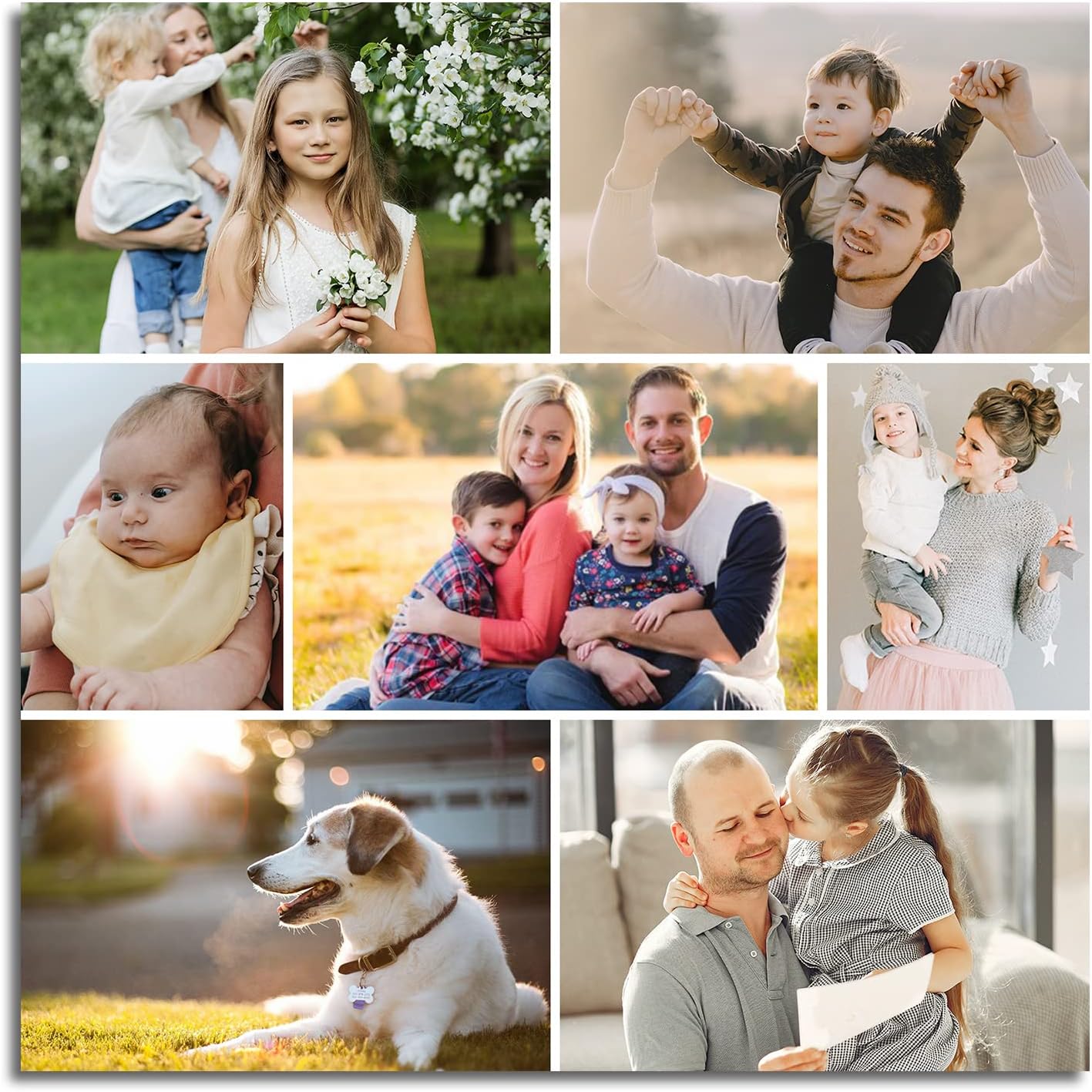 LZIMU 7 Picture Collage Canvas Prints Personalized Multi Photo Wall Art Custom Your Image to Canvas Customized Family Gifts Home Decor (Collage Photo-10, No frame)