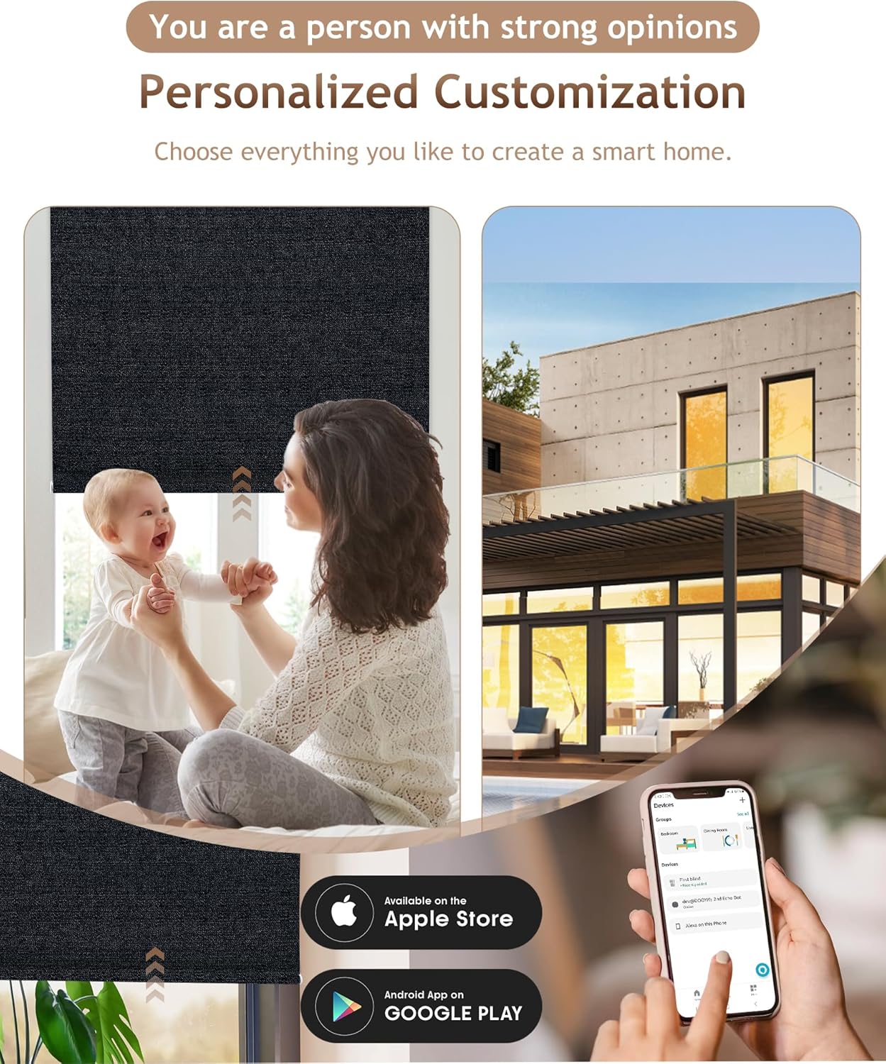 Kincmo Motorized Blinds with Remote,100% Blackout Motorized Roller Shades Work with Apple Homekit,Alexa,Google, Custom Electric Blinds with App,Voice Control (Eclipse Onyx Black)