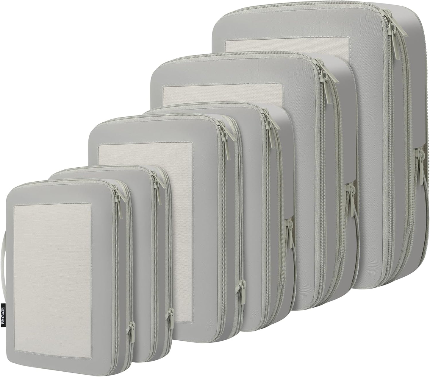 BAGAIL 4 Set/6 Set/8 Set Compression Packing Cubes Travel Accessories Expandable Packing Organizers (Square Mesh, 06-Grey)