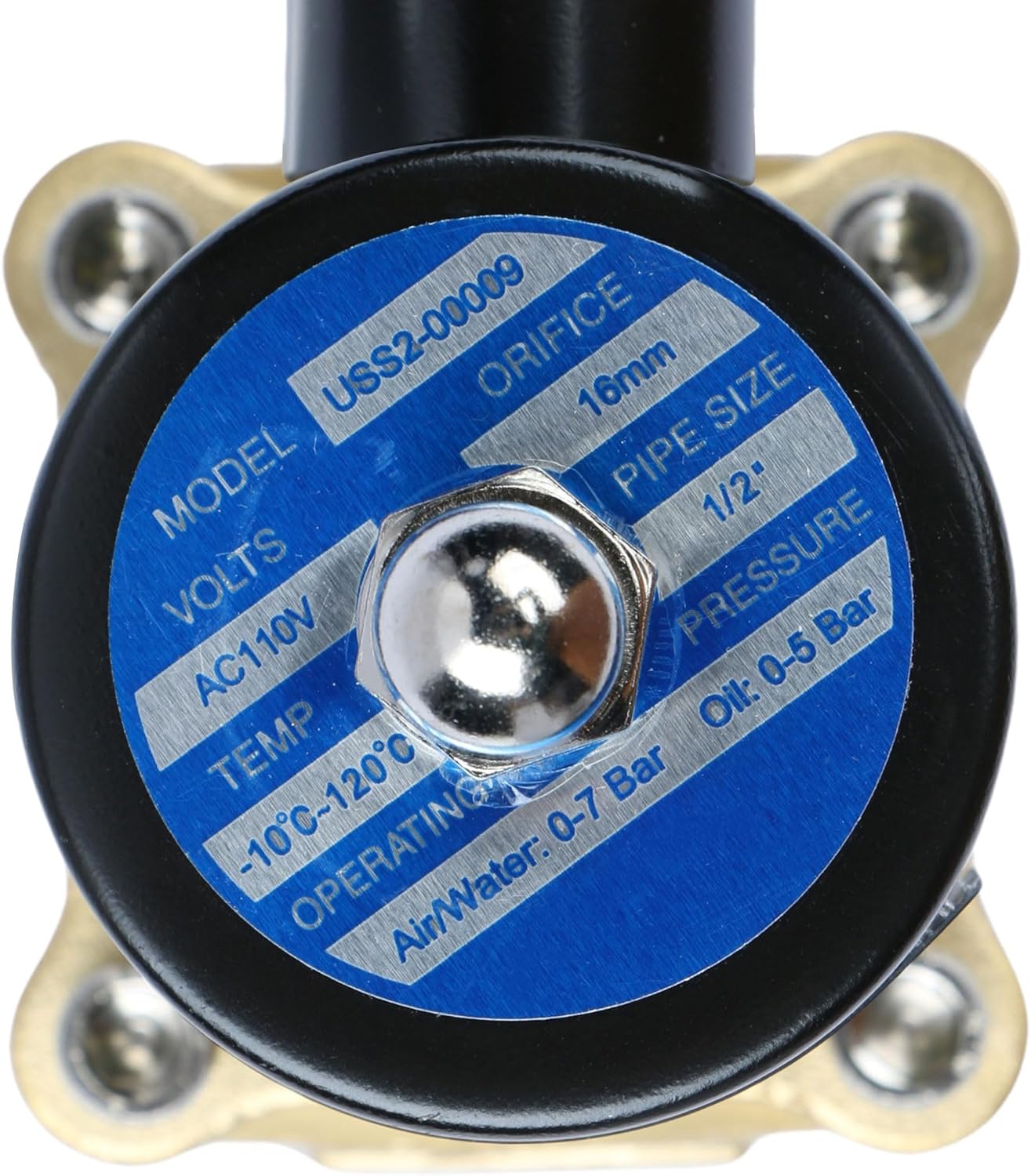 U.S. Solid 1/2" Brass Electric Solenoid Valve110VAC VITON SEAL N.C. (Air, Gas, Fuel...)