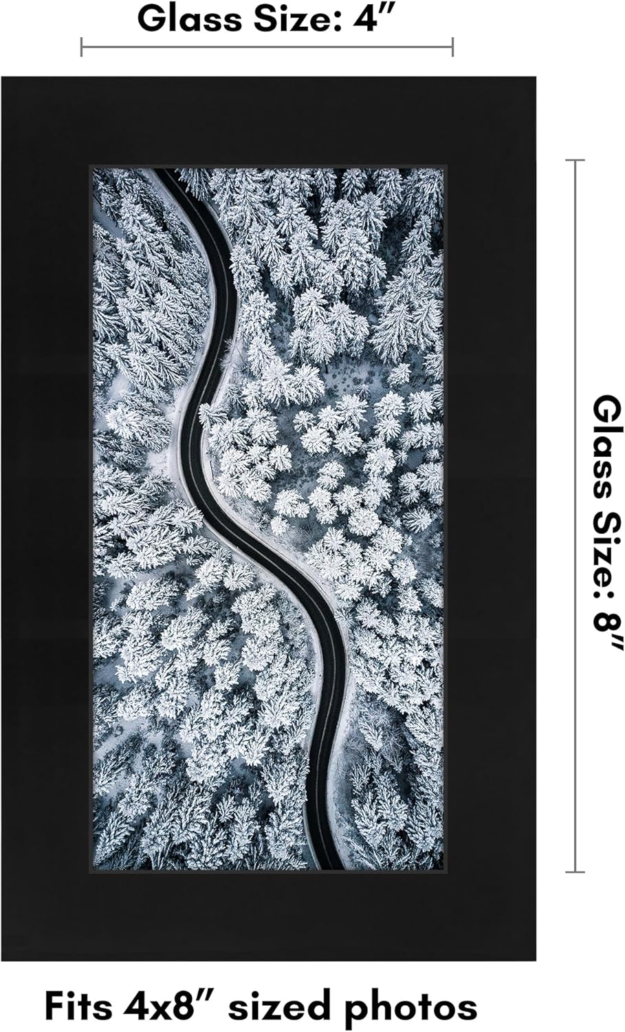 Americanflat 4x8 Picture Frame with Shatter-Resistant Glass - Signature Collection - Gallery-Style Frames Made of Engineered Wood - Photo Frame for Tabletop and Wall Display - Black