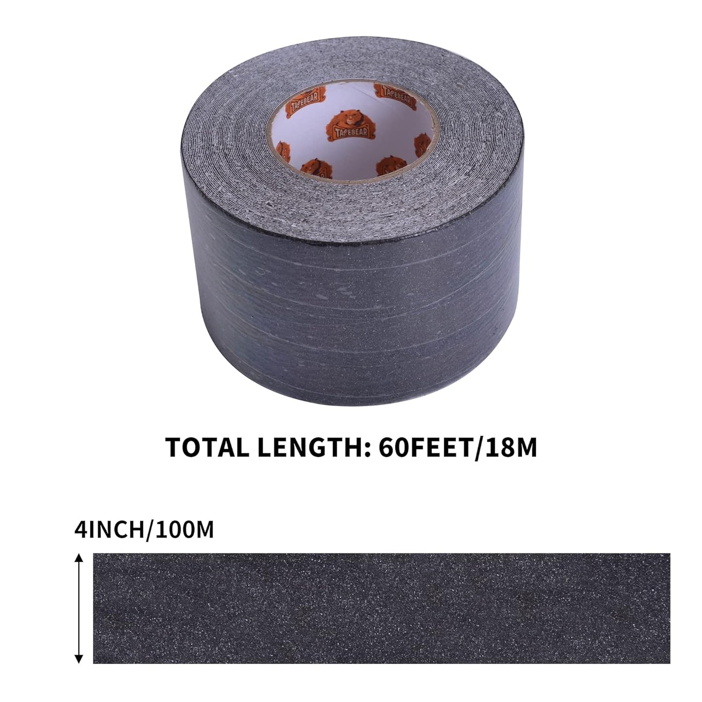 TAPEBEAR Grip Tape Anti Slip Traction Tape 4 Inch x 60Ft, Non Slip Tape Waterproof Heavy Duty Safety Tape for Indoor Outdoor Steps Stairs Treads, Strong Grip