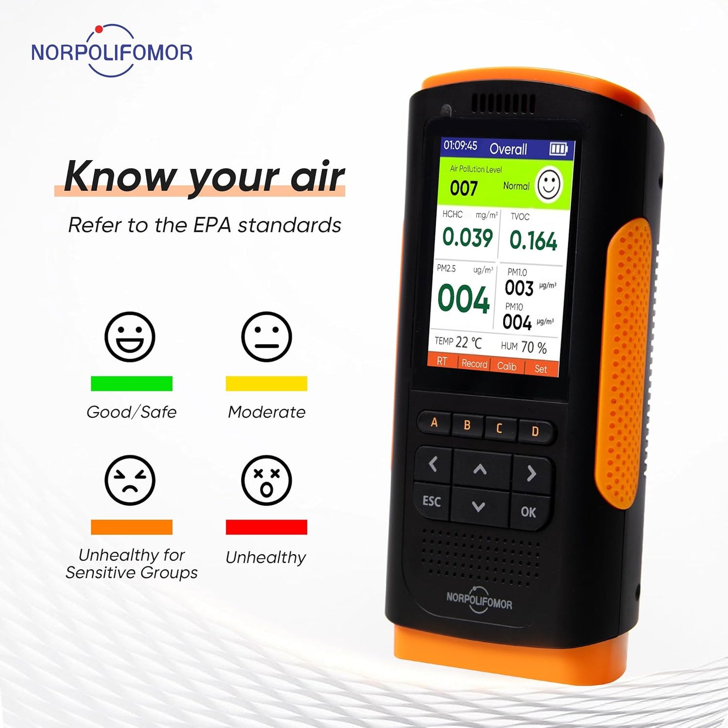 Indoor Air Quality Monitor,AQI Meter for PM2.5 VOC,Air Quality Tester for Formaldehyde,Air Quality Detector Meters for Home,School,Office