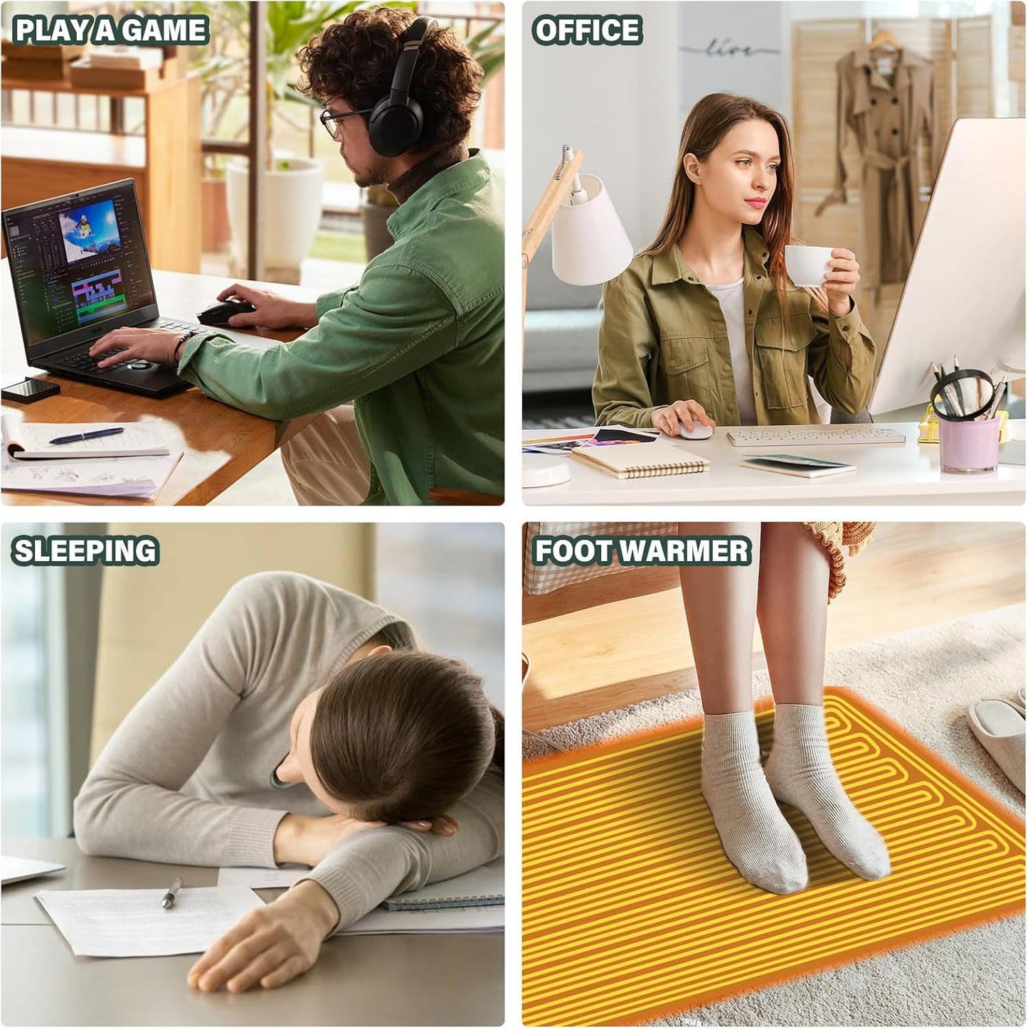 Heated Desk Pad Mouse Pad 31.5x13 Inch PU Leather Desk Mat with 3 Heat Levels Large Mouse Gaming Computer Laptop Mat Red Heart Valentine