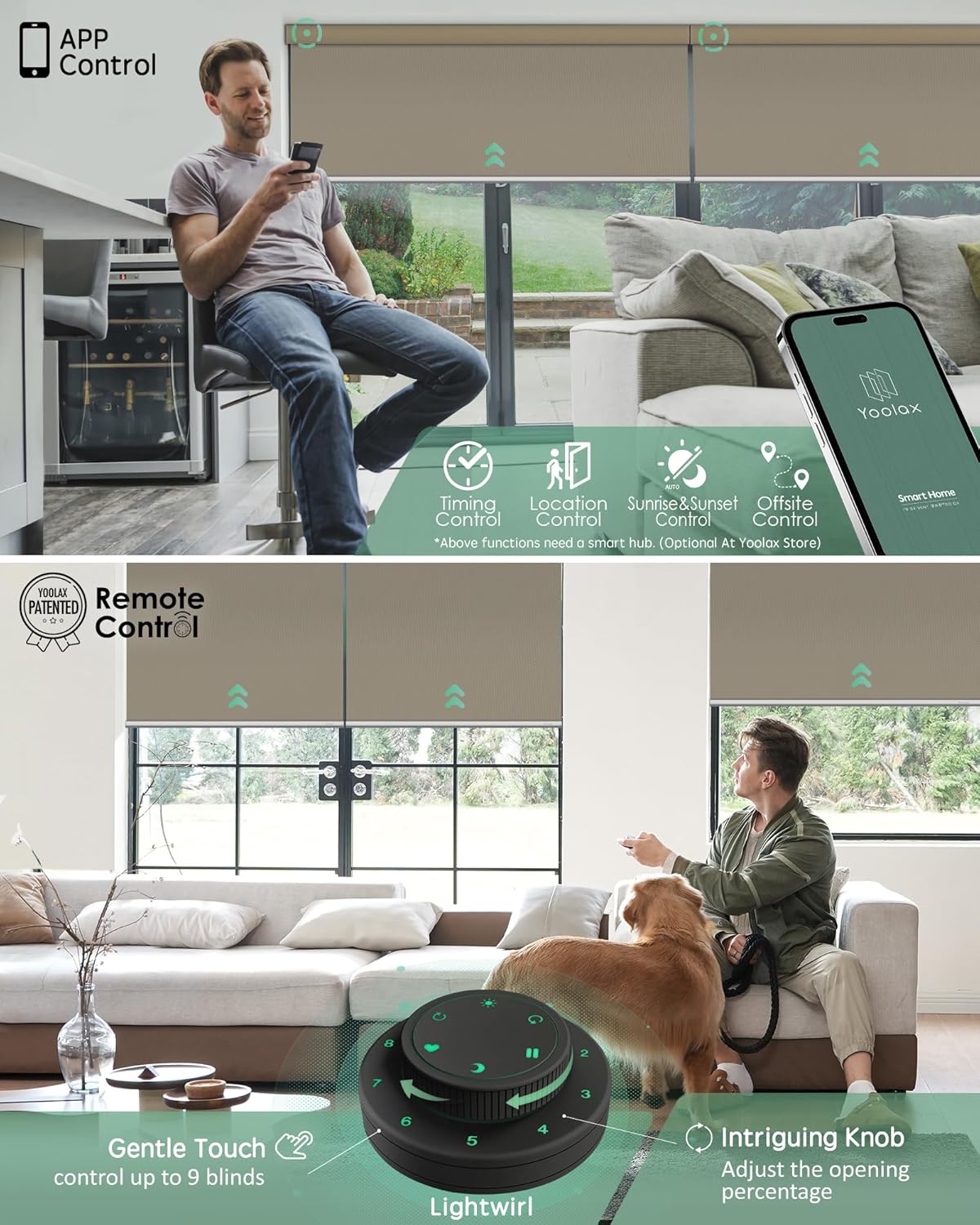 Yoolax Motorized Blinds with Remote, Waterproof Smart Blinds for Windows Blackout Automatic Shades Work with Alexa Remote Control Roller Window Shades with Valance, Custom Size (Vinyl-Light Coffee)