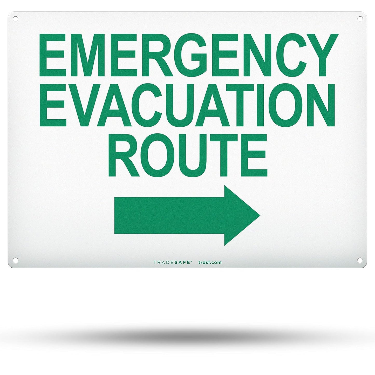 TRADESAFE Emergency Evacuation Route Arrow Right Sign – Wall Signs, Quick Install Aluminum Safety Sign, Light Reflective, UV-Resistant, Waterproof, 14” X 10” Signs for Business