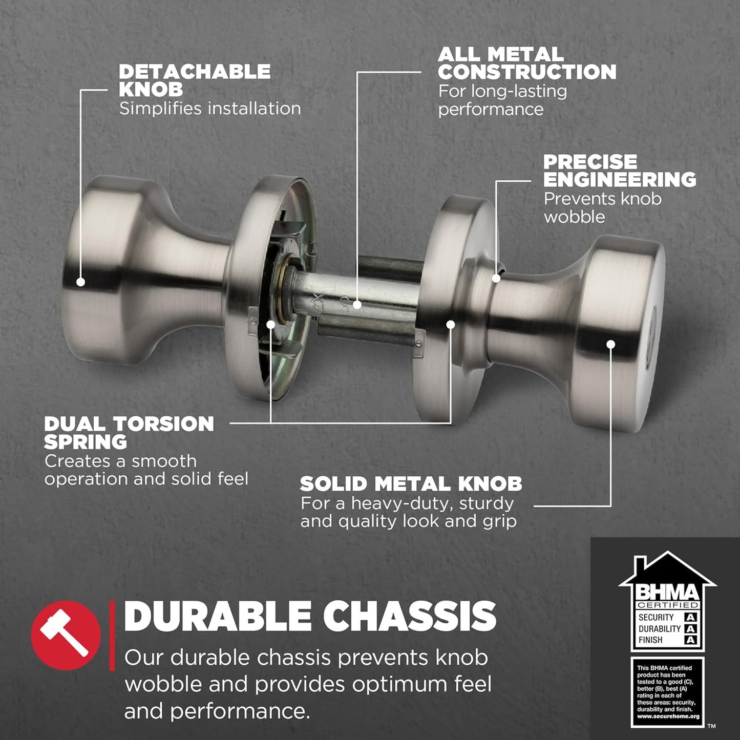 Kwikset Pismo Entry Door Knob with Lock and Key, Secure Keyed Handle Exterior, Front Entrance and Bedroom, Satin Nickel, 10 Pack, Pick Resistant SmartKey Rekey Security and Microban