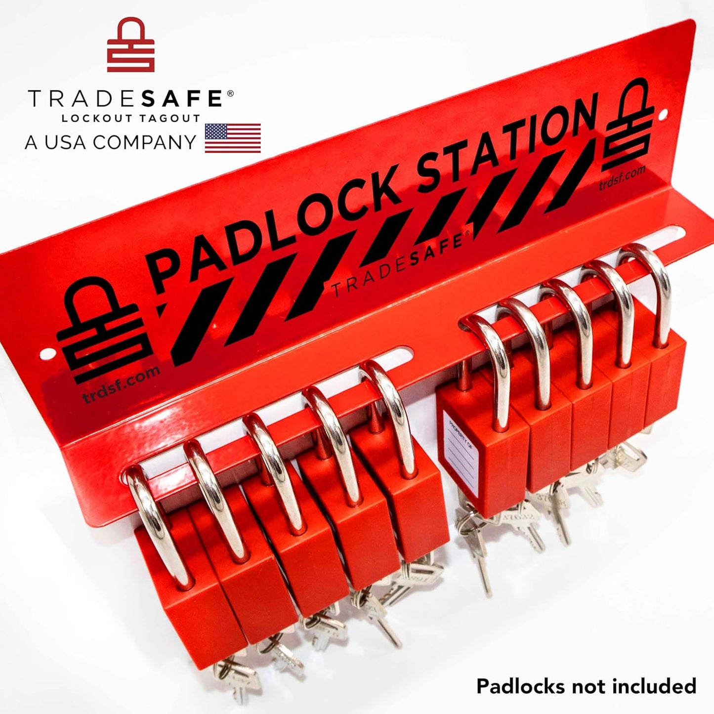TRADESAFE Lockout Tagout Locks Station - Loto Station Holds up to 10 Safety Padlocks, Loto Locks Rack with No Lock Out Tag Out Padlocks Included