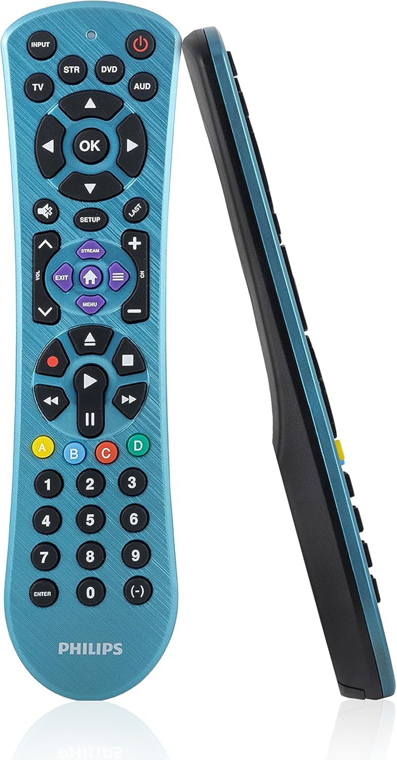Philips Universal Remote Control, Universal TV Remote Replacement, Samsung TV Remote Control, for Roku Remote Replacement, Vizio, LG, Sony, 4 Device, Blue, SRP4229B/27