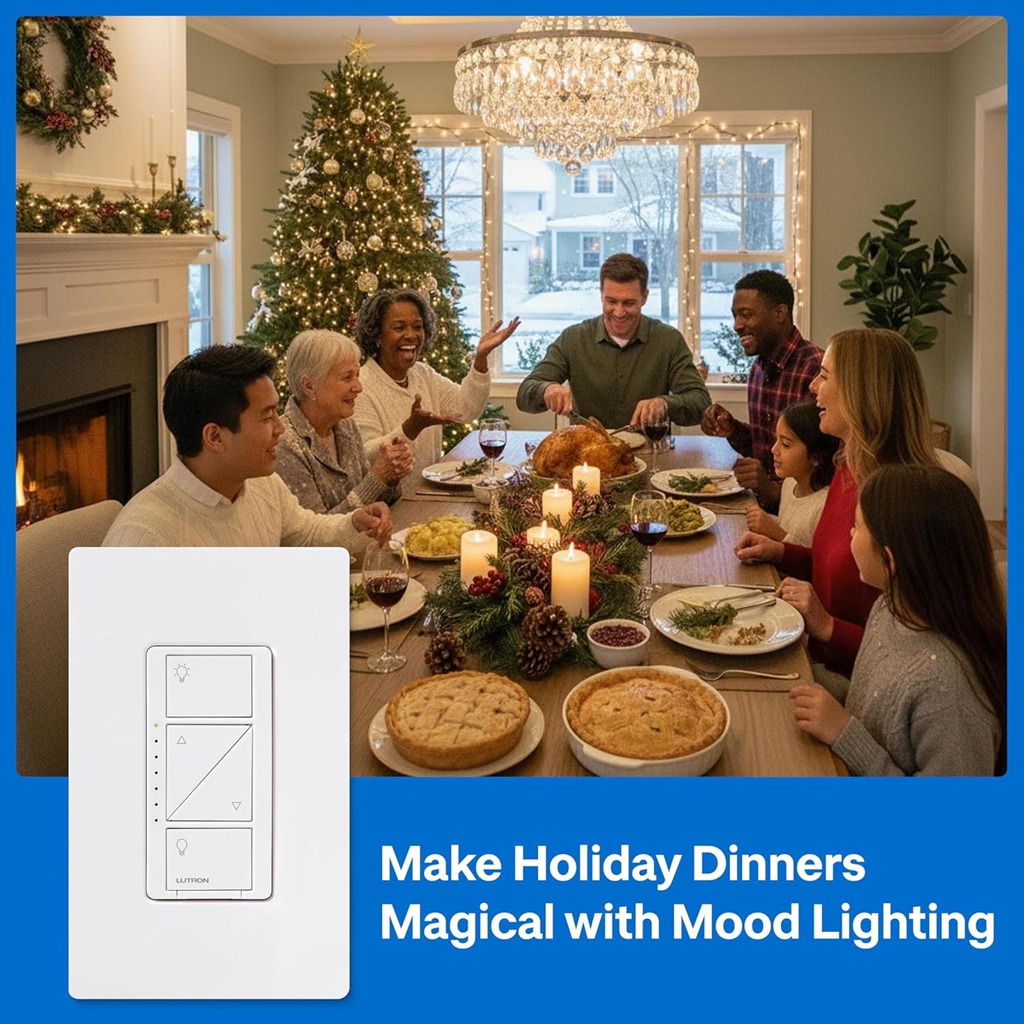 Lutron Caseta Original Smart Dimmer Switch (Lutron Smart Hub Required), for LED Lights, 150 Watt, Single-Pole/3-Way, No Neutral Required, PD-6WCL-WH, White