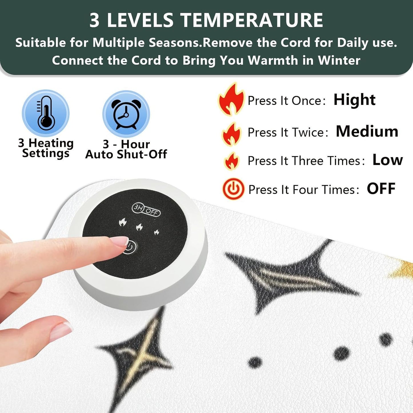 Heated Desk Pad Mouse Pad 31.5x13 Inch PU Leather Desk Mat with 3 Heat Levels Large Mouse Gaming Computer Laptop Mat Vintage Constellation Sun and Star 01