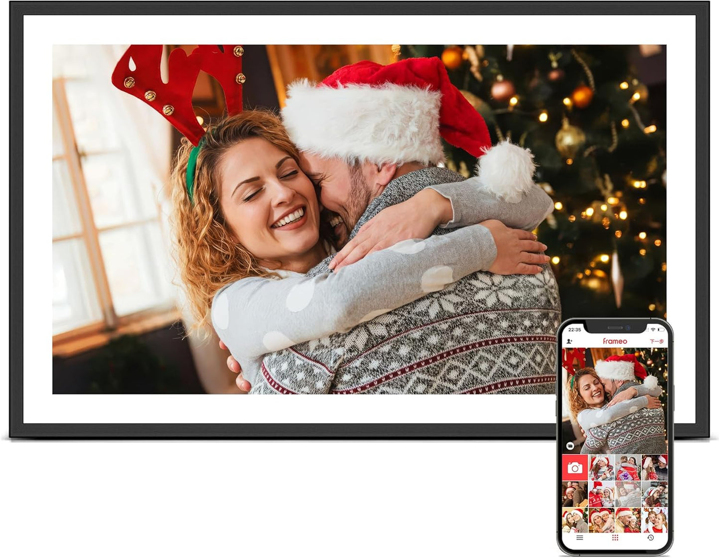 WiFi Digital Picture Frame, Frameo 15.6 inch Large Digital Photo Frame, 1920*1080 IPS FHD Touchscreen, Instant Share Pictures Video, 32GB Storage, Photo Frame Electronic, Gift for Mom, House Warming