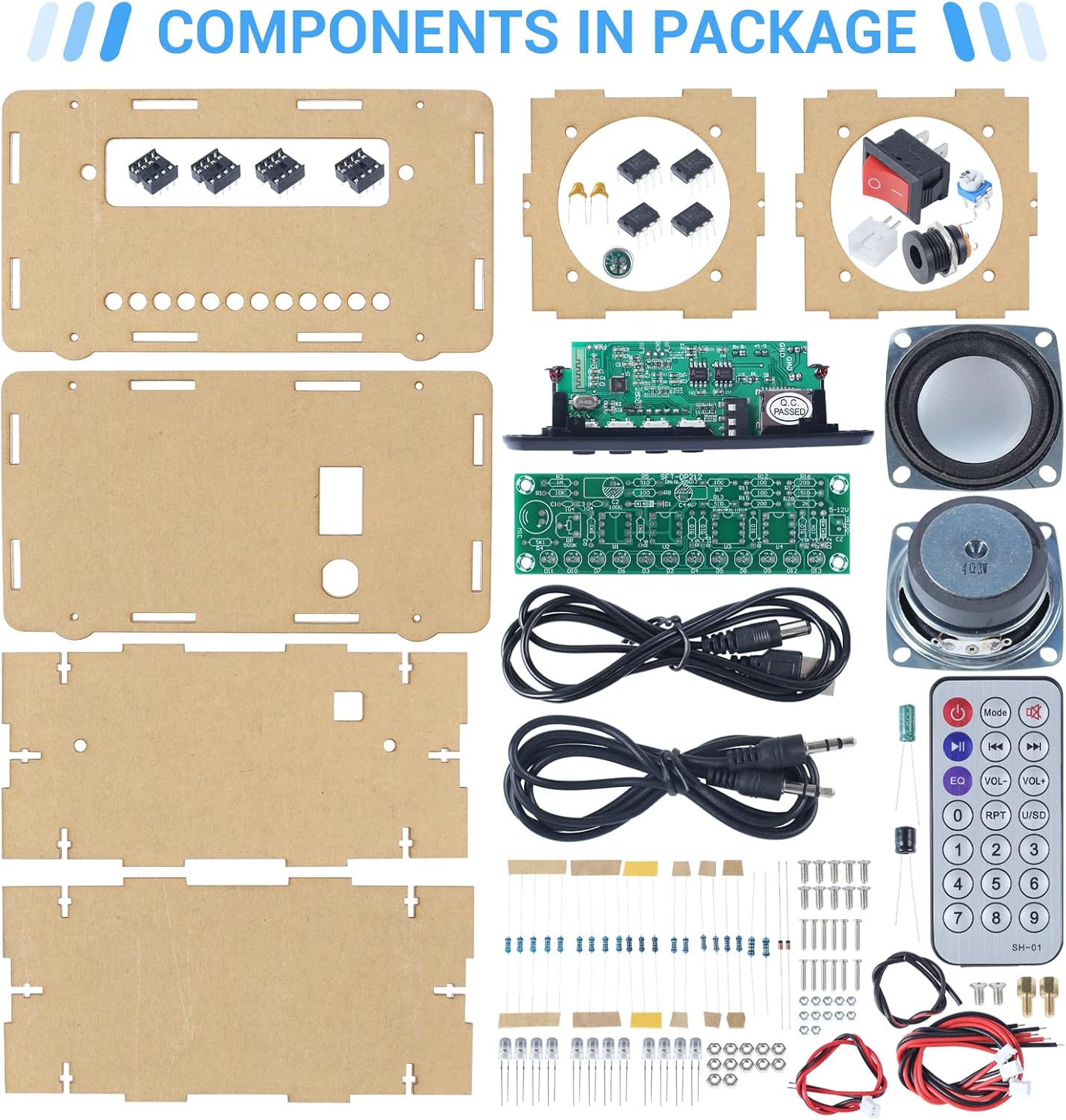 MiOYOOW DIY Bluetooth-Compatible Speaker Kit with FṂ Radio, Electronic Soldering Practice Kit USB Mini Home Sound Amplifier DIY Kit with Digital Display and Colorful LED Lights for School STEM Project