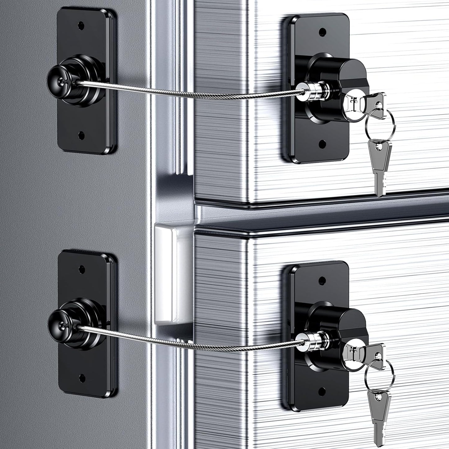 4 Pack Refrigerator Door Lock with Adhesive, No Tools Required, Child Proof Fridge Door Lock for Kids and Pets, Self Adhesive Latch for Freezer, Cabinets, Drawers, Windows (Patent)