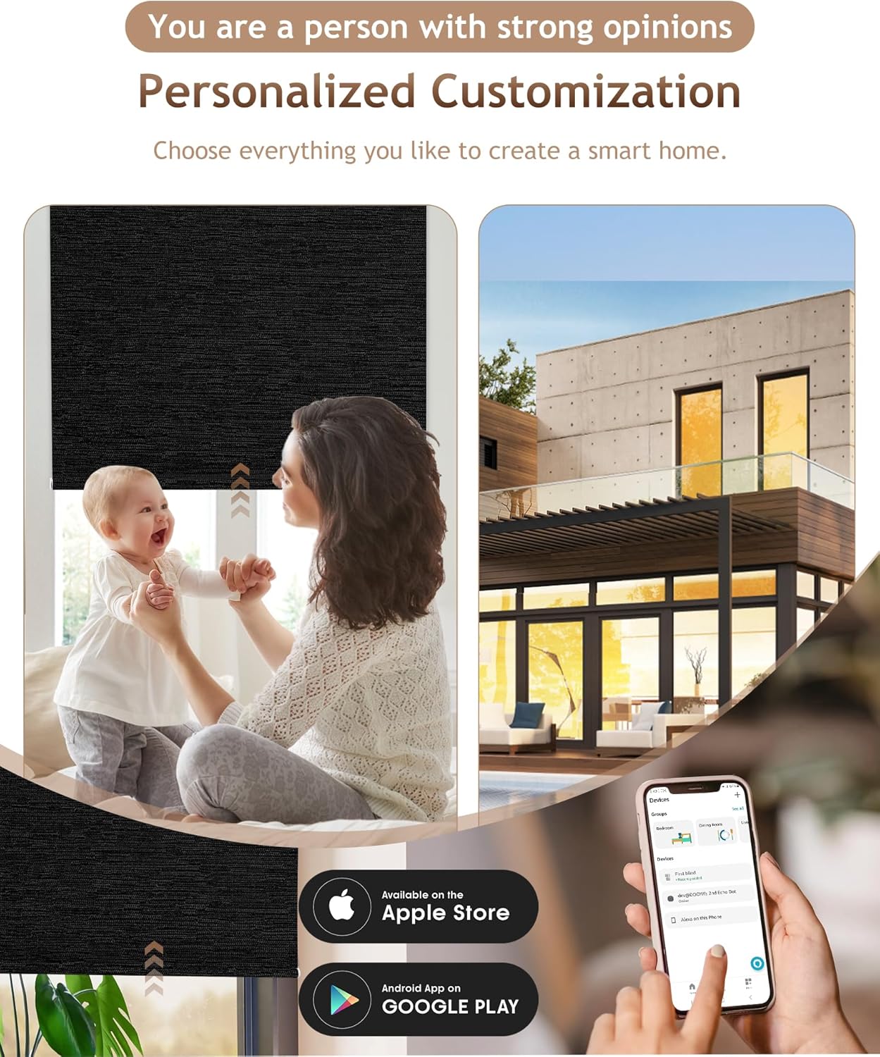 Kincmo Motorized Blinds with Remote,100% Blackout Motorized Roller Shades Work with Apple Homekit,Alexa,Google, Custom Electric Blinds with App,Voice Control (Aqua Waves Black)