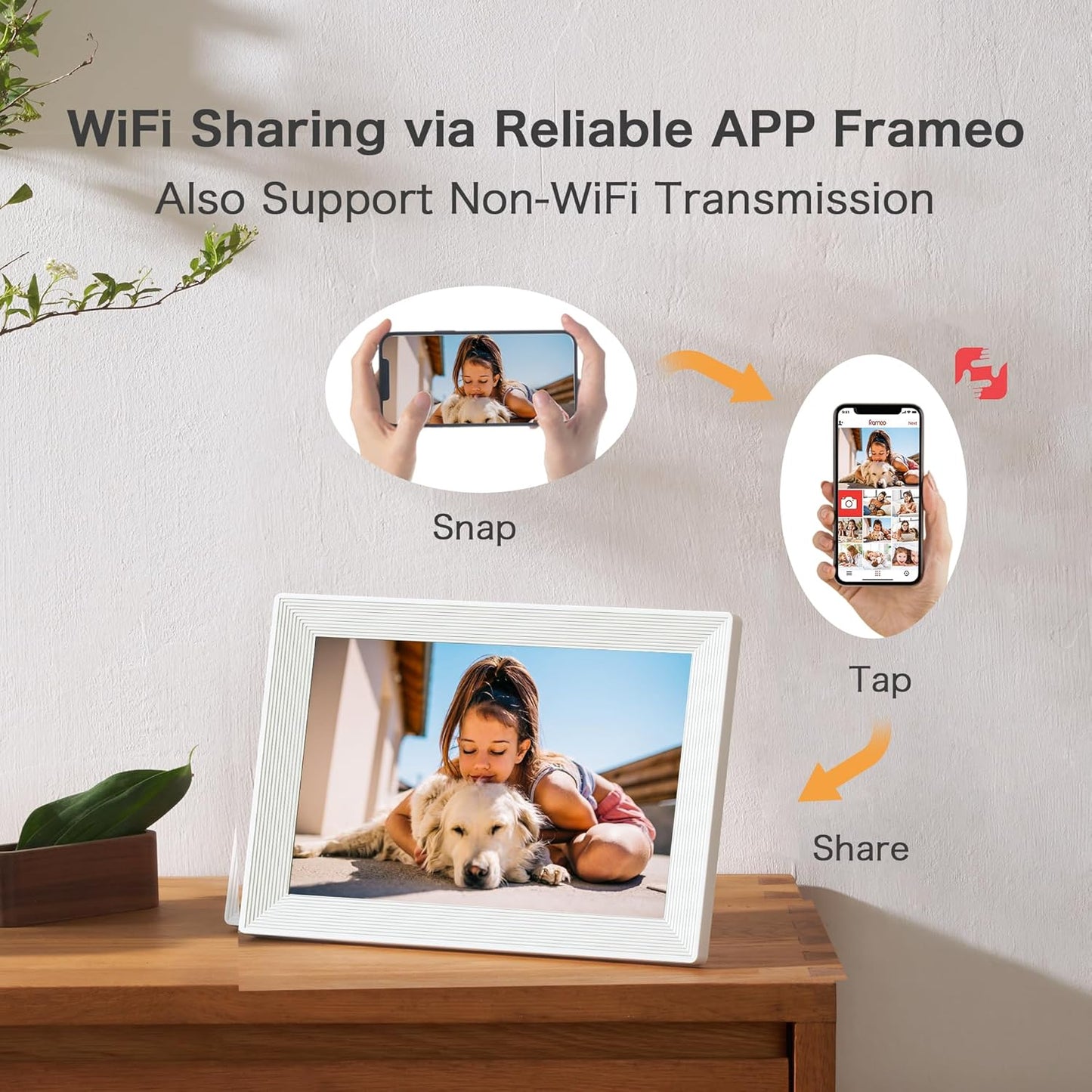 Frameo WiFi Digital Picture Frame, Birthday Gifts for Women, 10.1 Inch 1280 * 800IPS Touch Screen Digital Photo Frame, 32GB Memory, Auto-Rotate, Share Picture Video, Birthday Gift for Mom, Dad, Wife