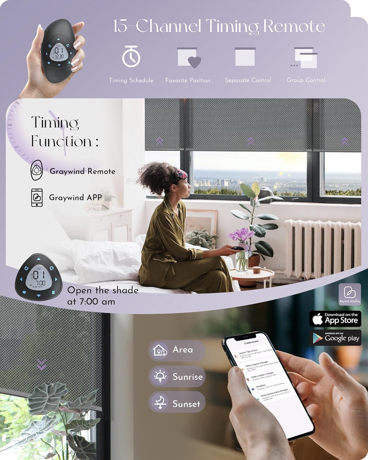 Graywind Motorized Solar Shades Light Filtering Mesh Shade Compatible with Alexa Google Remote Control Window Blinds with Valance for Smart Home Office Business, Custom Size (3% Openness Black Pearl)