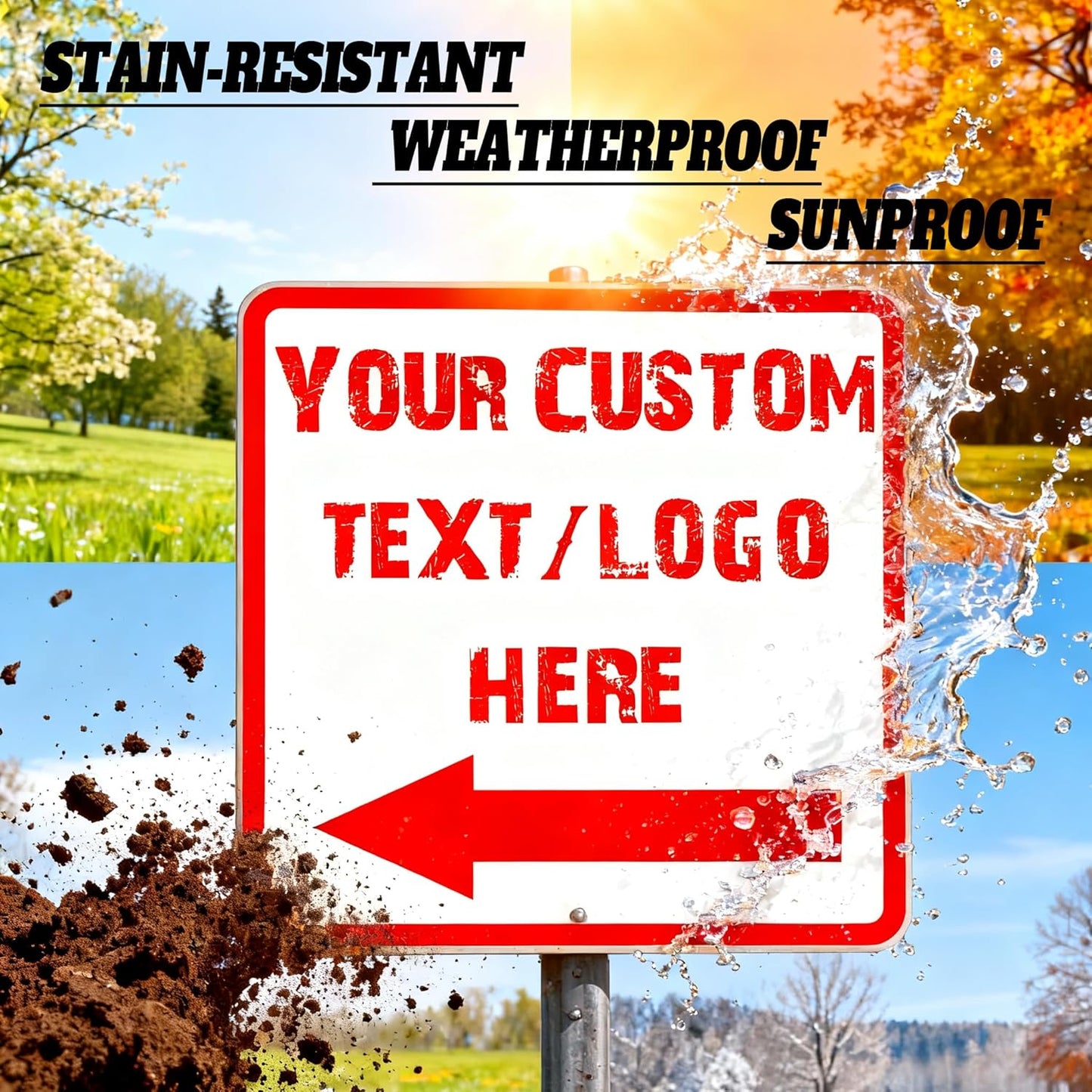 Custom Square Up Arrow Metal Signs - 28 * 28 inches - Rust-resistant metal, Optional reflective， for staircases、equipment signs、storehouse
