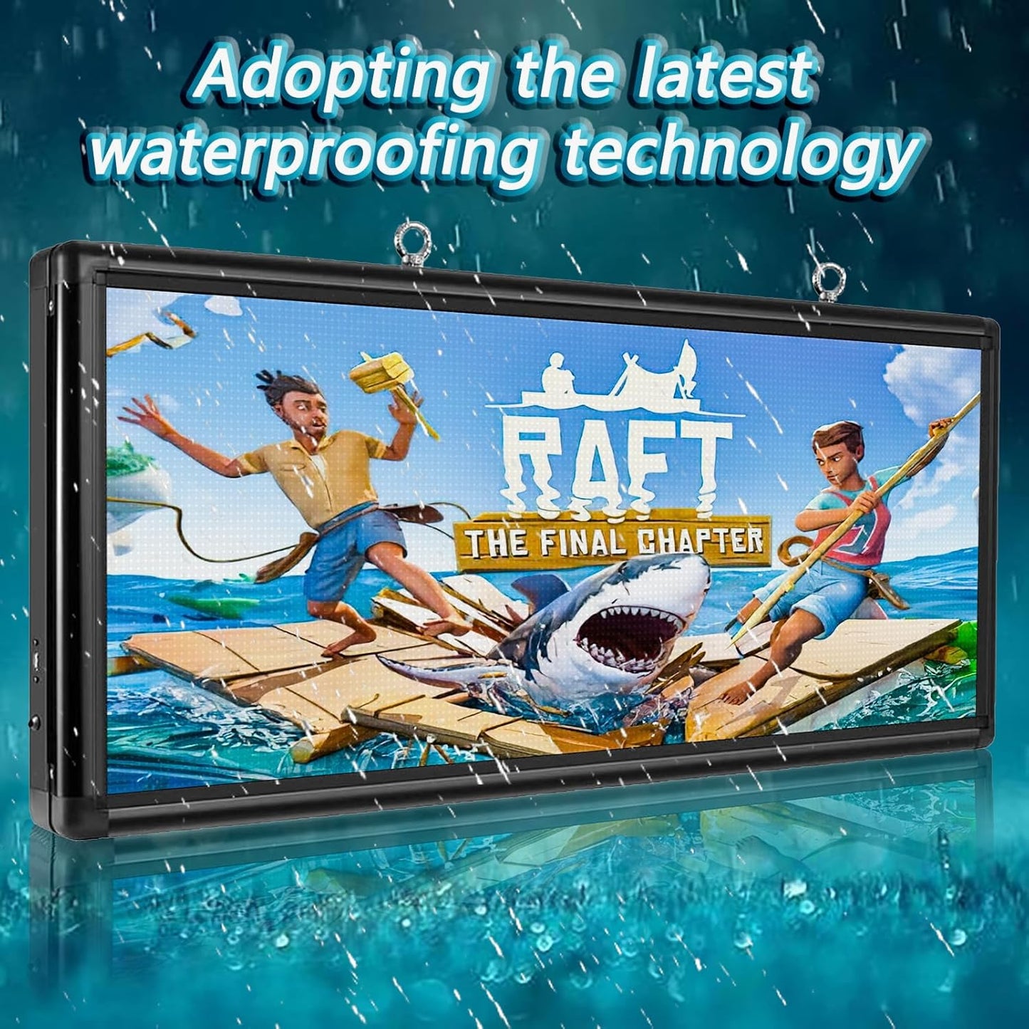 P6 Outdoor LED Business Sign 40"x18" - WiFi Programmable Scrolling Message Board with High Brightness, IP65 Waterproof Commercial Display for Store Front, Supports Text, Image, Video