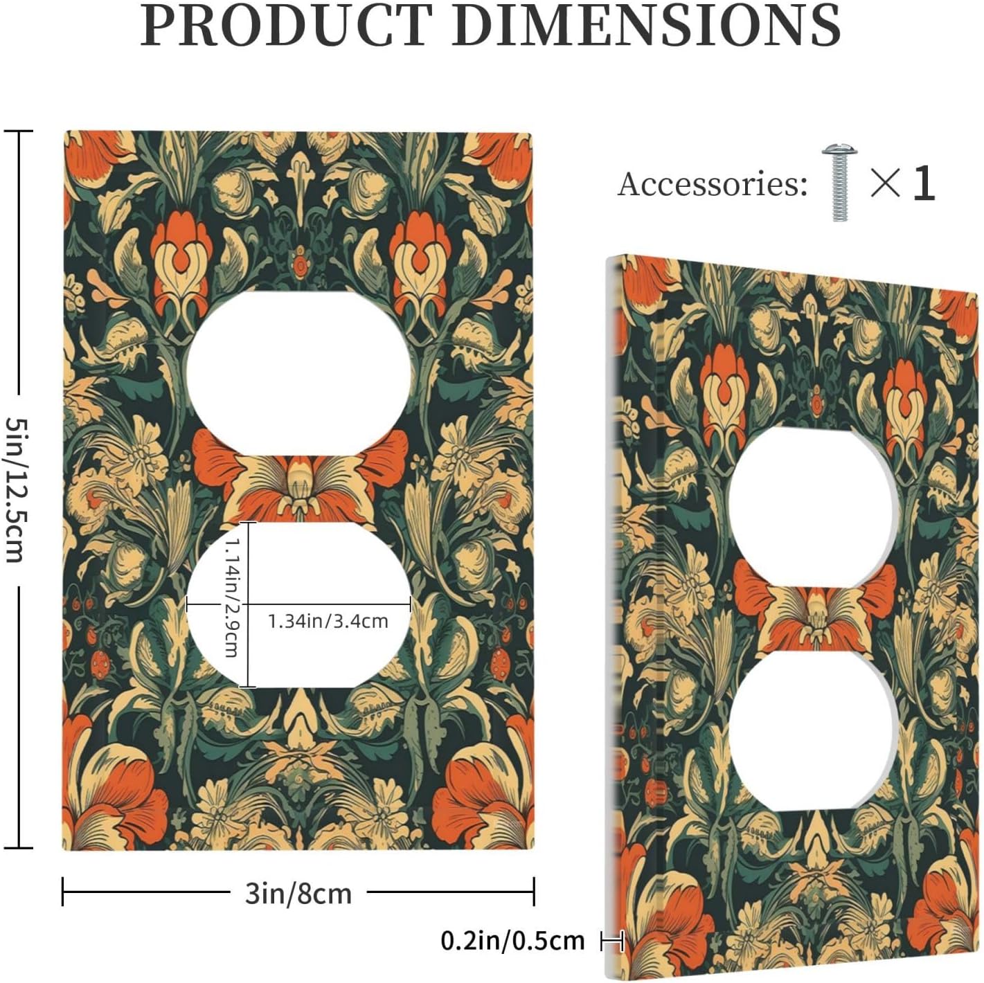 Outlet Covers William Morris Abstract Floral Plant Pattern Orangeyellowgreen 1 Gang Duplex Wall Plate Decorative Switch Plates Electrical Receptacle Faceplate Light Switch Cover for Bedroom