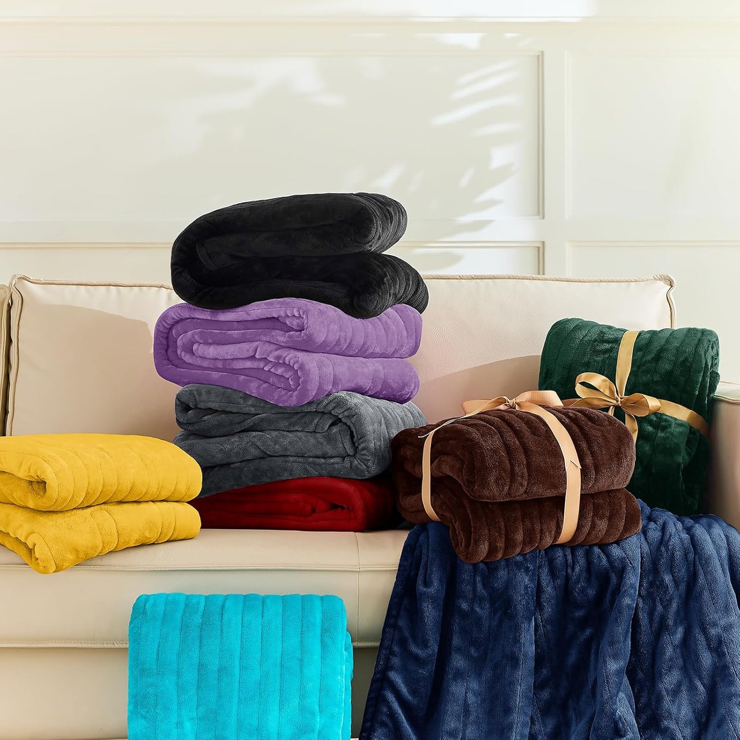 BOMOVA Heated Electric Blanket Throw Size- 50" x 60" Heating Blanket with 10 Heating Levels & 8 Hours Auto Off, Warm Flannel Blanket, Christmas Birthday Gifts for Women