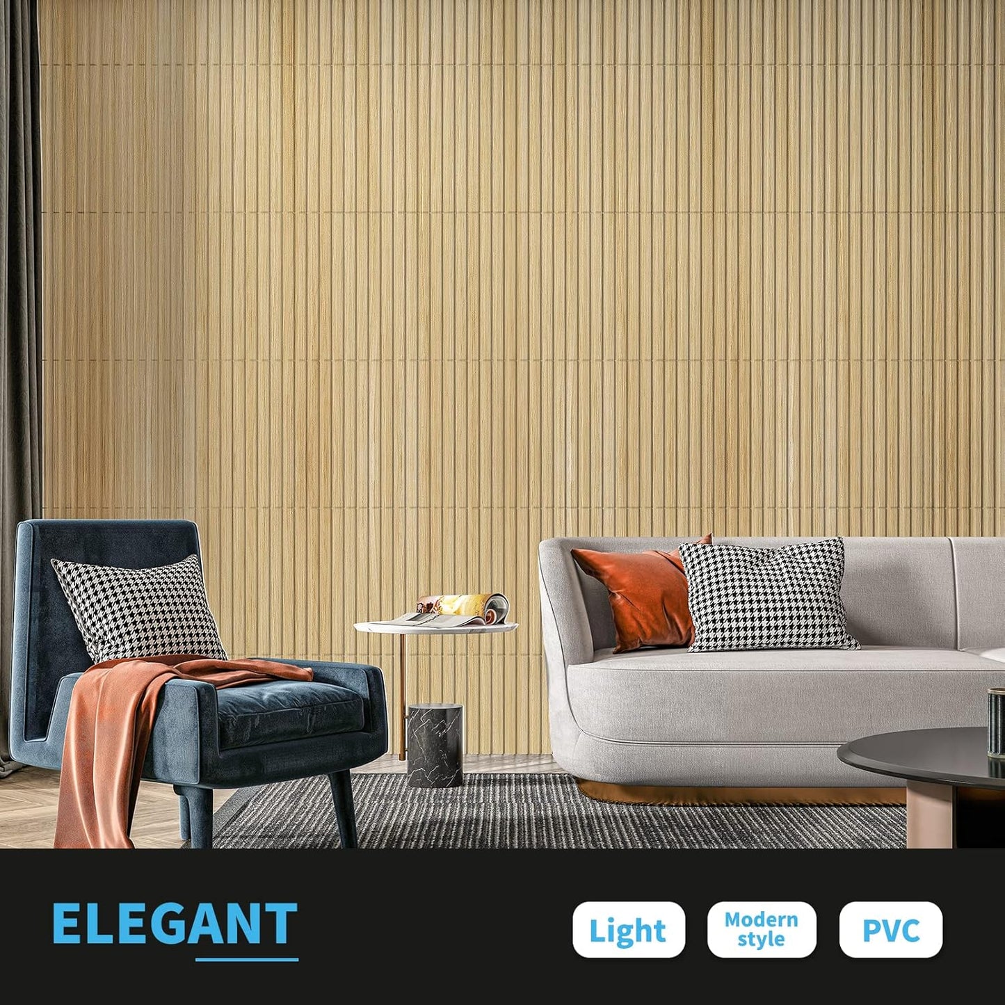 Art3d Slat Wall Panel, 3D Fluted Textured Panel 12-Tile 19.7 x 19.7in. - Oak