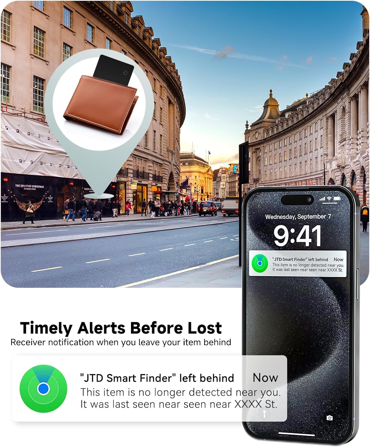 JTD 4 Pack Smart Card Wallet Tracker - Apple Find My Compatible (iOS Only), 0.07in Ultra-Thin IP68 Waterproof Bluetooth Tracker Card, for Wallet, Backpack, Passport