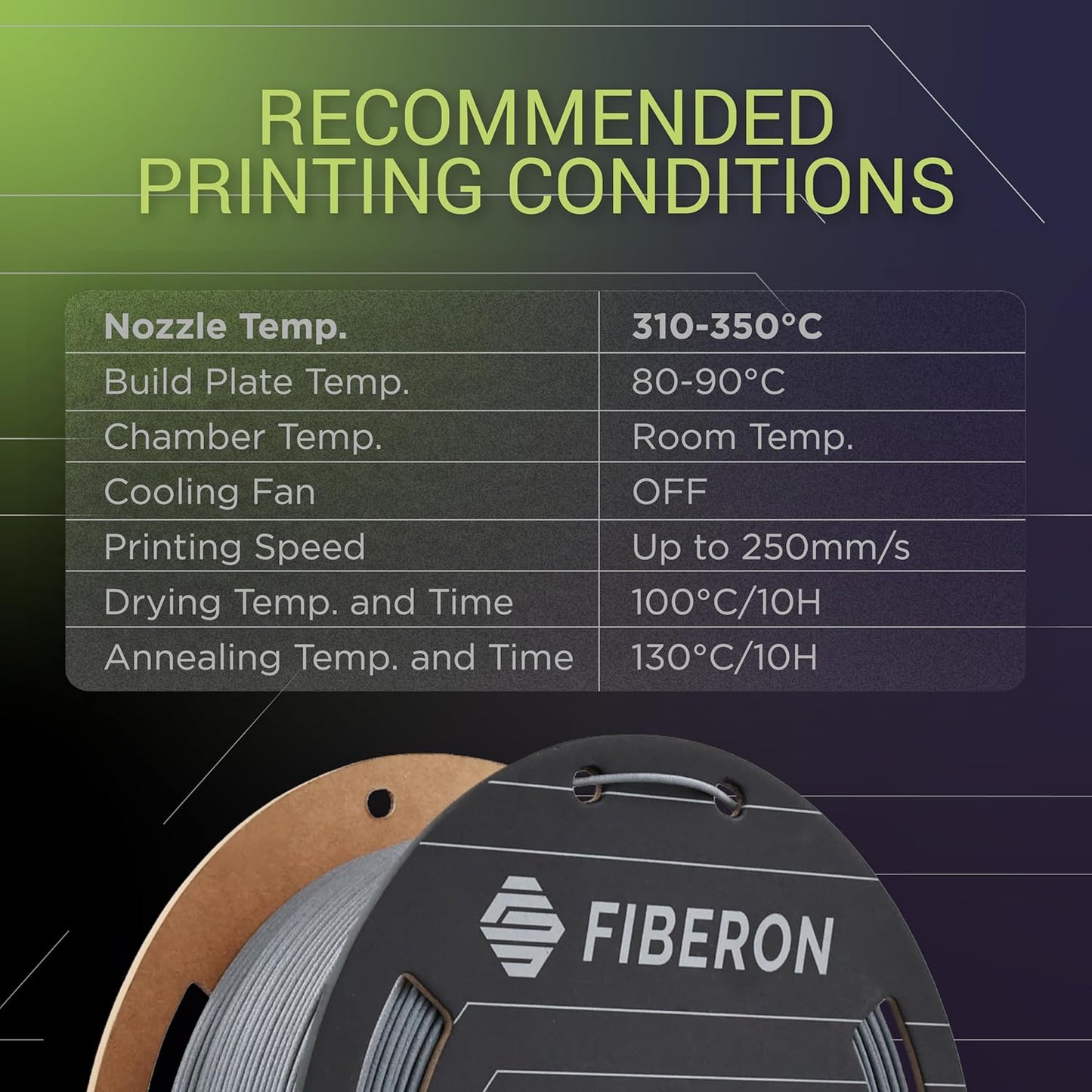 Polymaker Fiberon PPS-GF20 Filament 1.75mm 0.5kg Spool, Extreme Heat Resistance, Electrically Insulating, UL94 V0 Flame Retardant, Chemical Resistant, Ideal for Housings, Fixtures & Automotive Parts