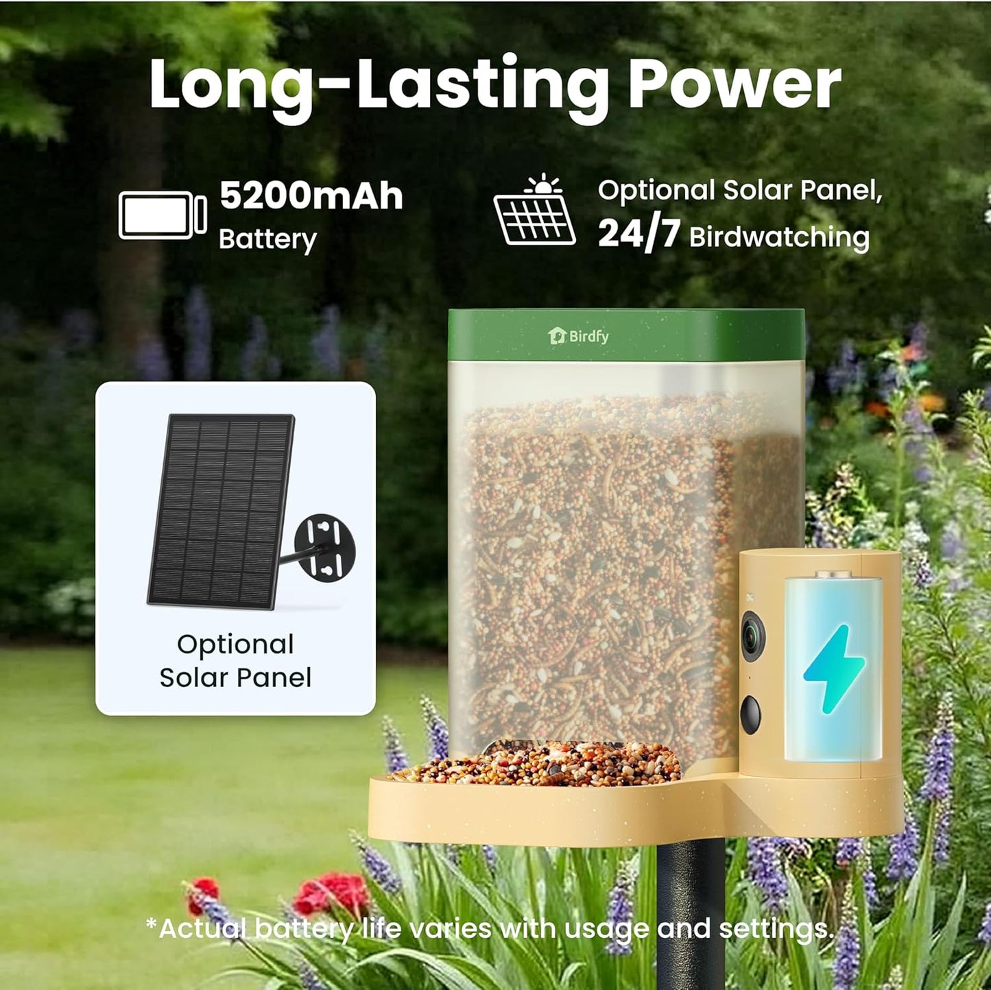 Birdfy Bird Feeder with Camera for Rookie - Solar Powered Outdoor Bird Feeder with Dual Night Vision, AI Recognition, Slow Motion & IP66 Waterproof, Ideal for BirdLovers (Lifetime Free AI)